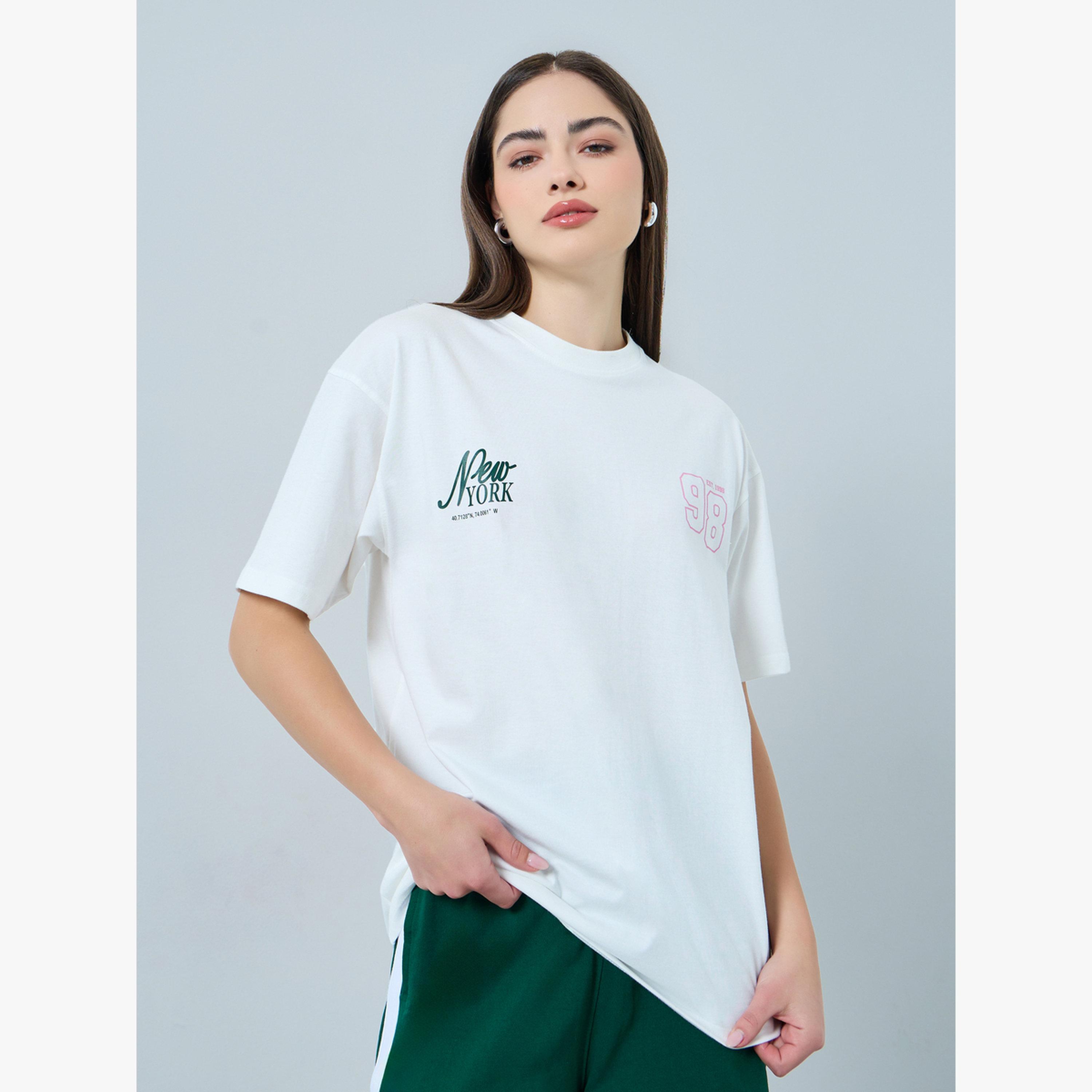 Styli White Oversized T-Shirt and Wide Leg Joggers Co-ords-women-clothing-coordsets-image-3