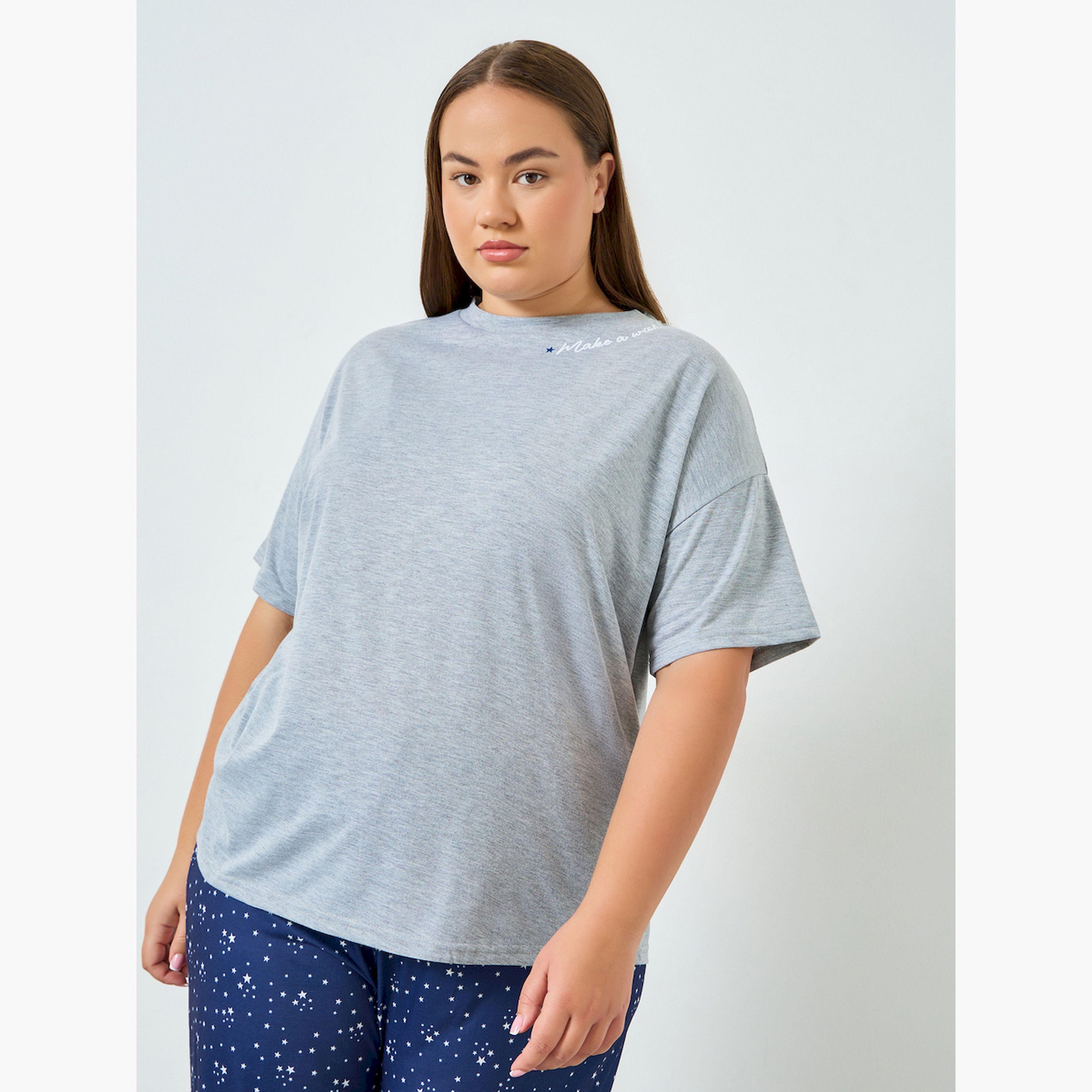 Styli Plus Size Star Print Drop Shoulder T-Shirt and Pyjama Set-women-clothing-nightwear-pyjamas-longsets-image-3
