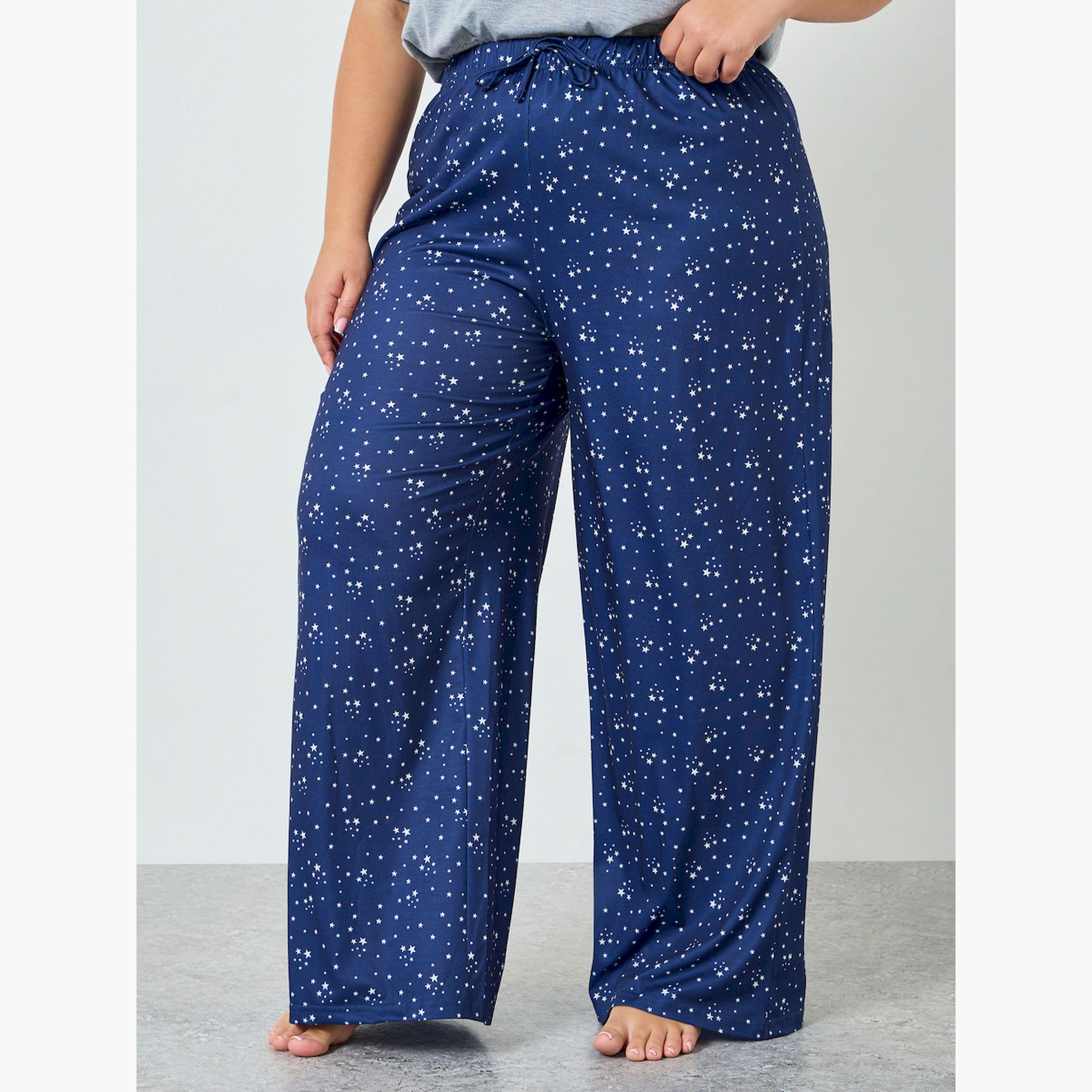 طقم بيجاما بمقاس كبير من بنطال وتيشيرت بأكتاف منخفضة-women-clothing-nightwear-pyjamas-longsets-image-5