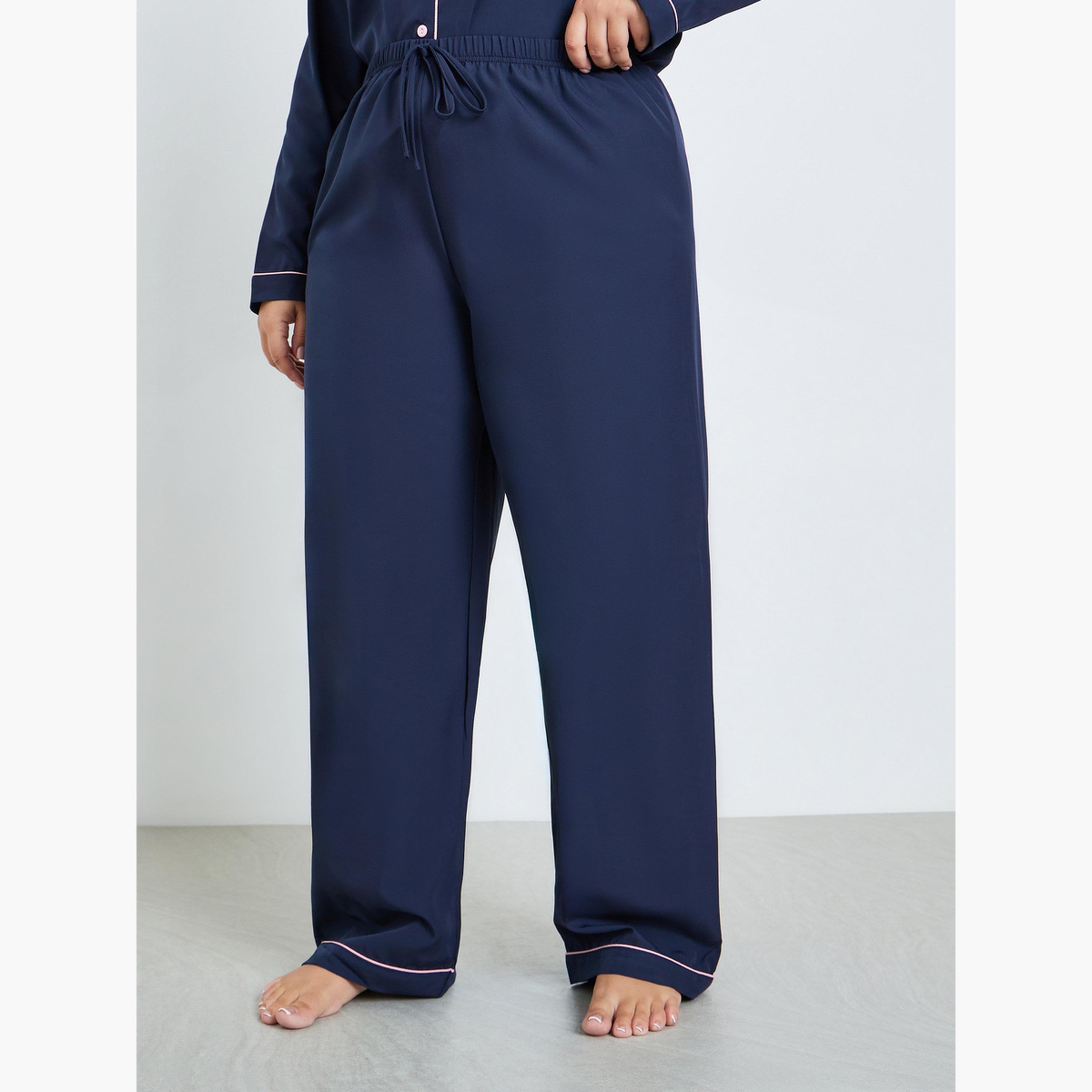 Styli Plus Size Navy Blue Shirt and Pyjama Set-women-clothing-nightwear-pyjamas-longsets-image-4