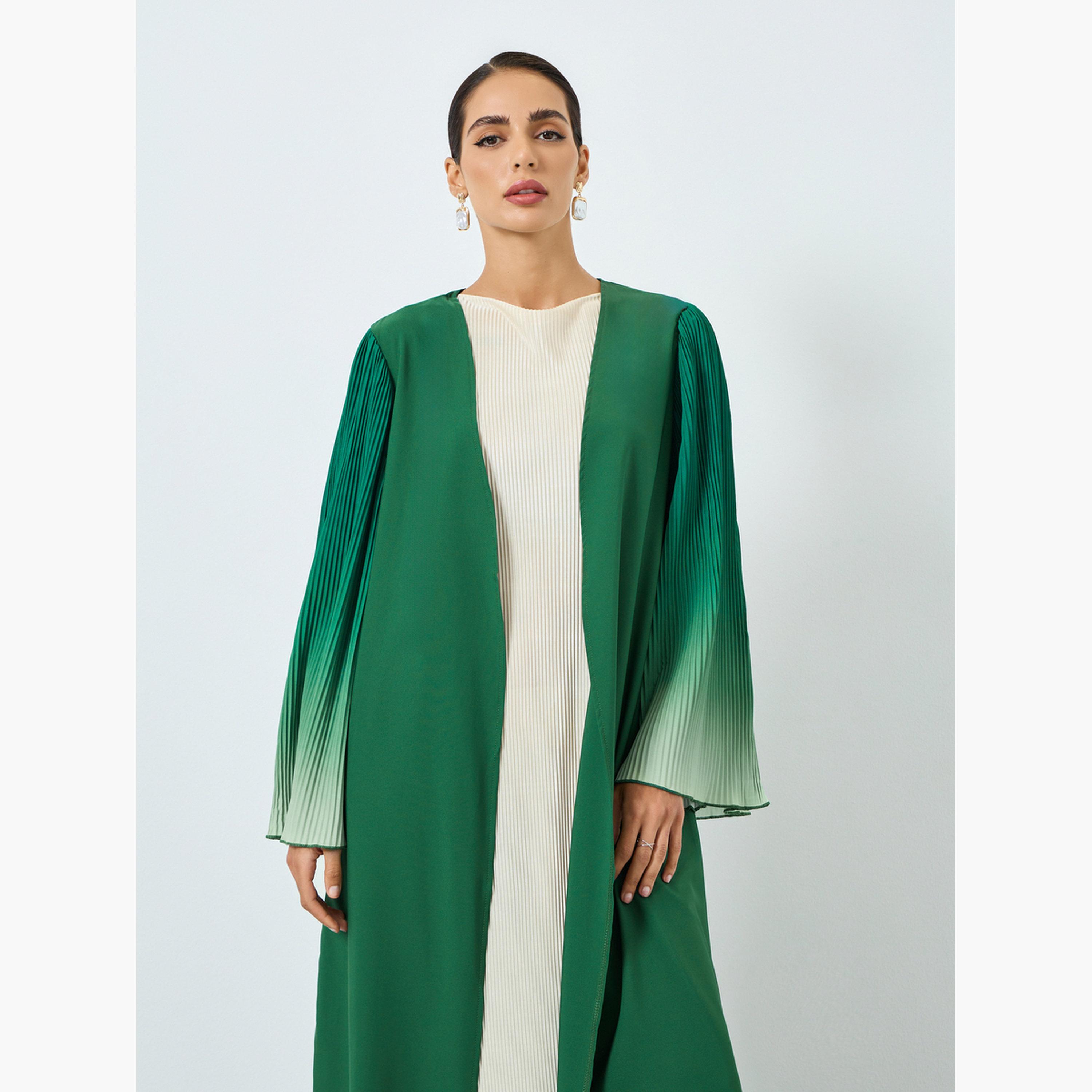 عباية بنسيج بارز وتصميم أومبريه وأكمام واسعة-women-arabicclothing-abayas-image-2