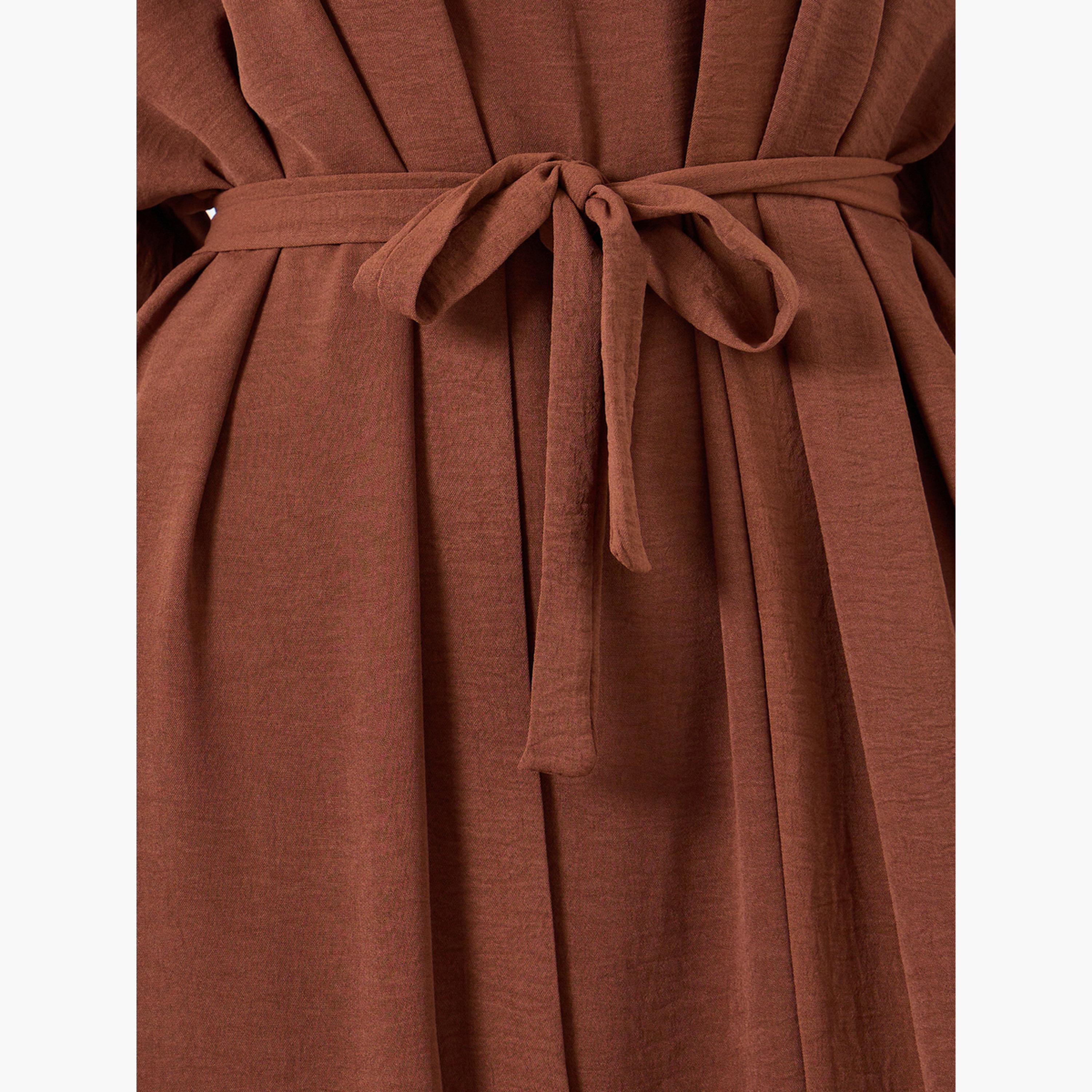 Take Two Women Solid Long Sleeve Abaya and  Dress Modest Set-women-arabicclothing-sets-image-5