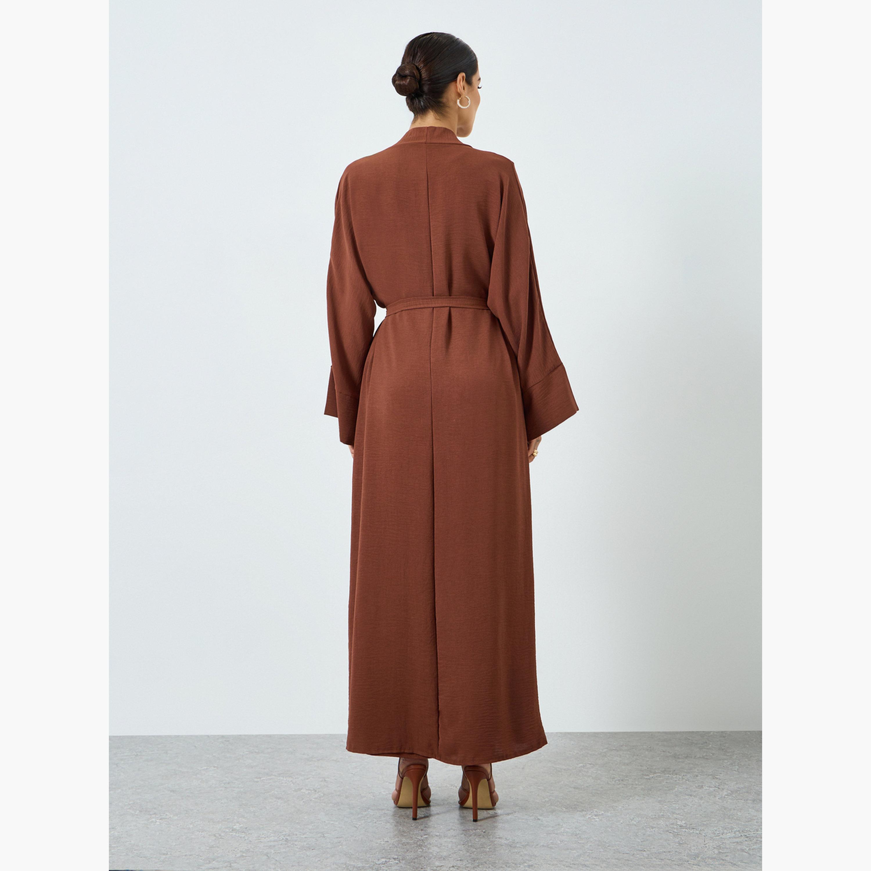 Take Two Women Solid Long Sleeve Abaya and  Dress Modest Set-women-arabicclothing-sets-image-6