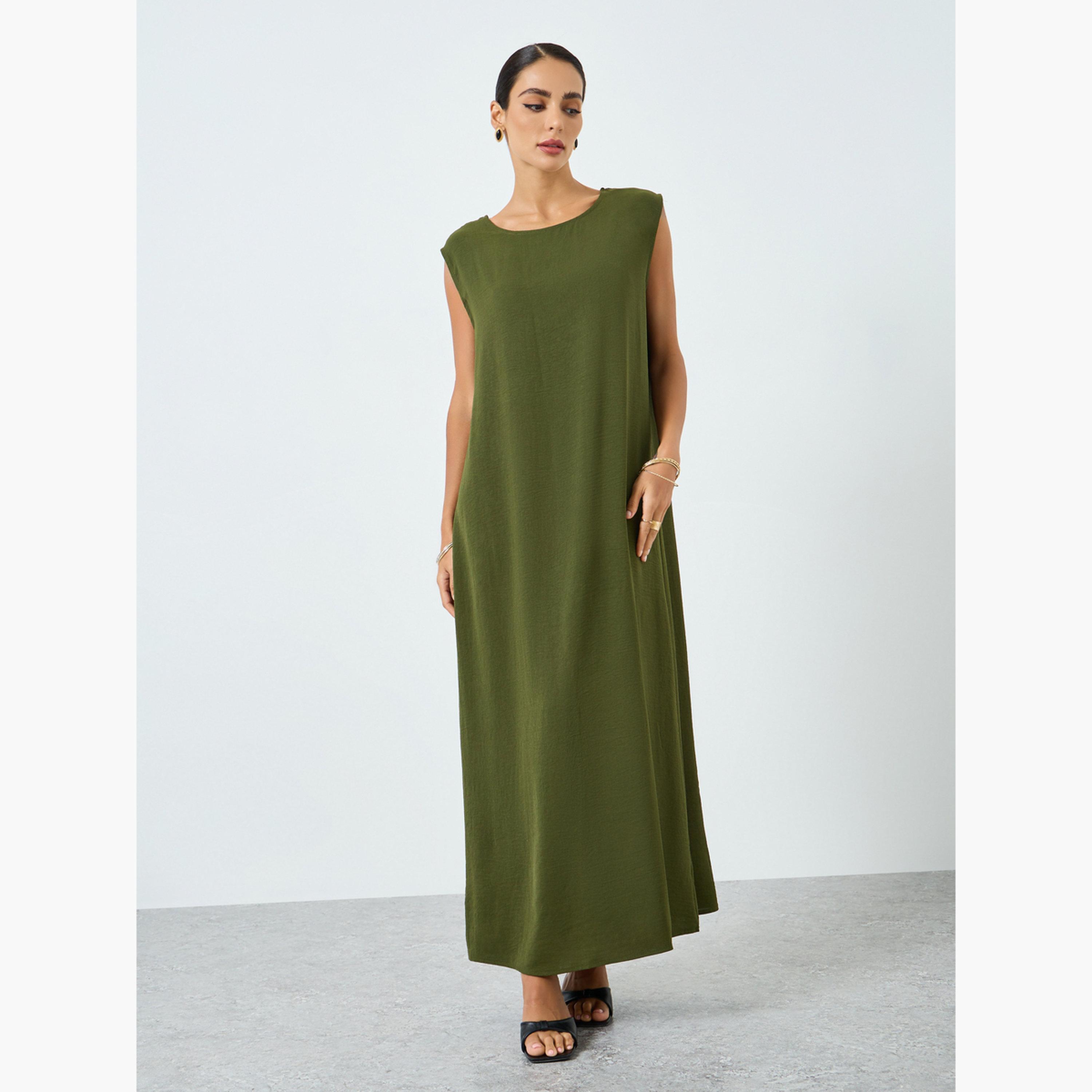 Take Two Women Solid Long Sleeve Abaya and Dress Modest Set-women-arabicclothing-sets-image-4