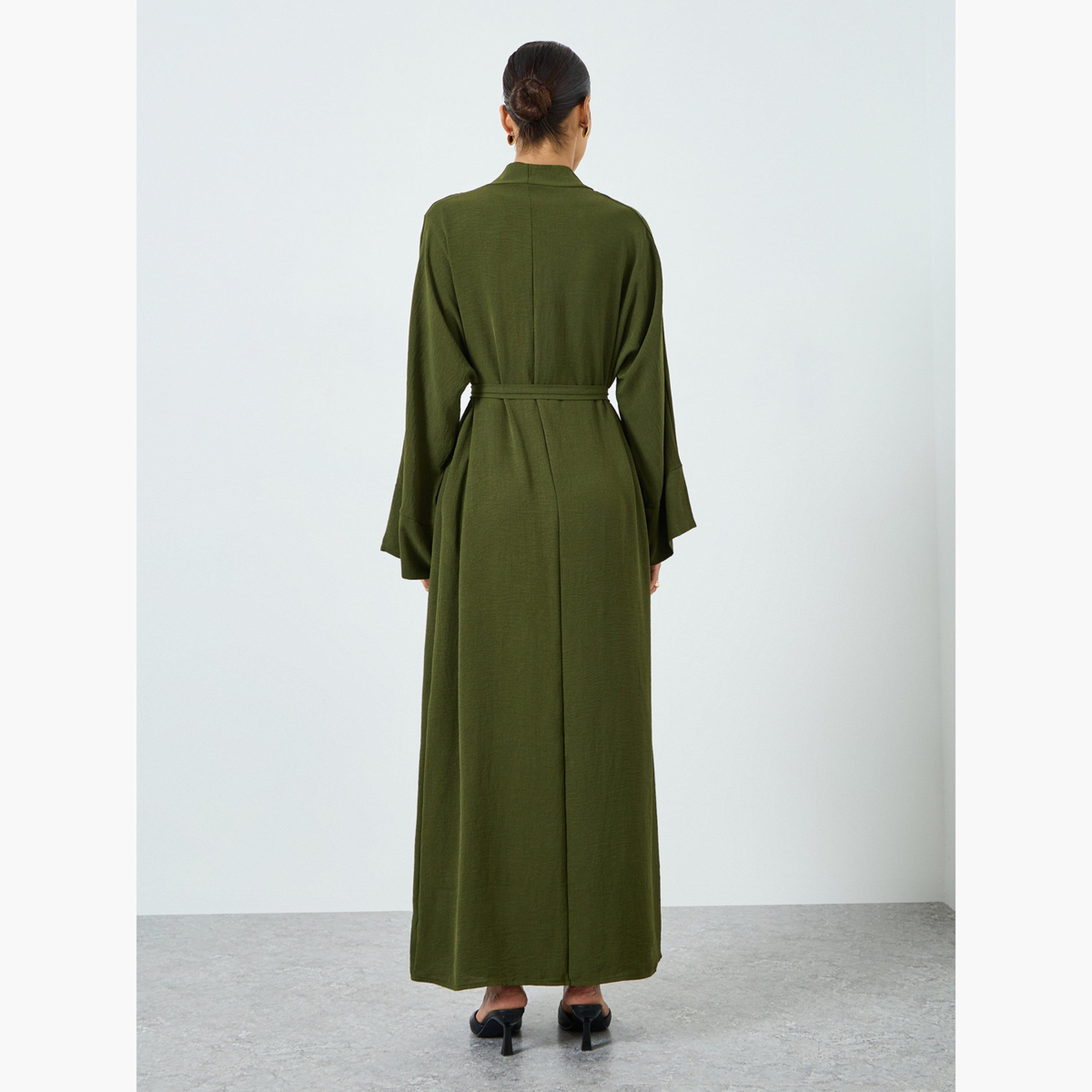 Take Two Women Solid Long Sleeve Abaya and Dress Modest Set-women-arabicclothing-sets-image-6