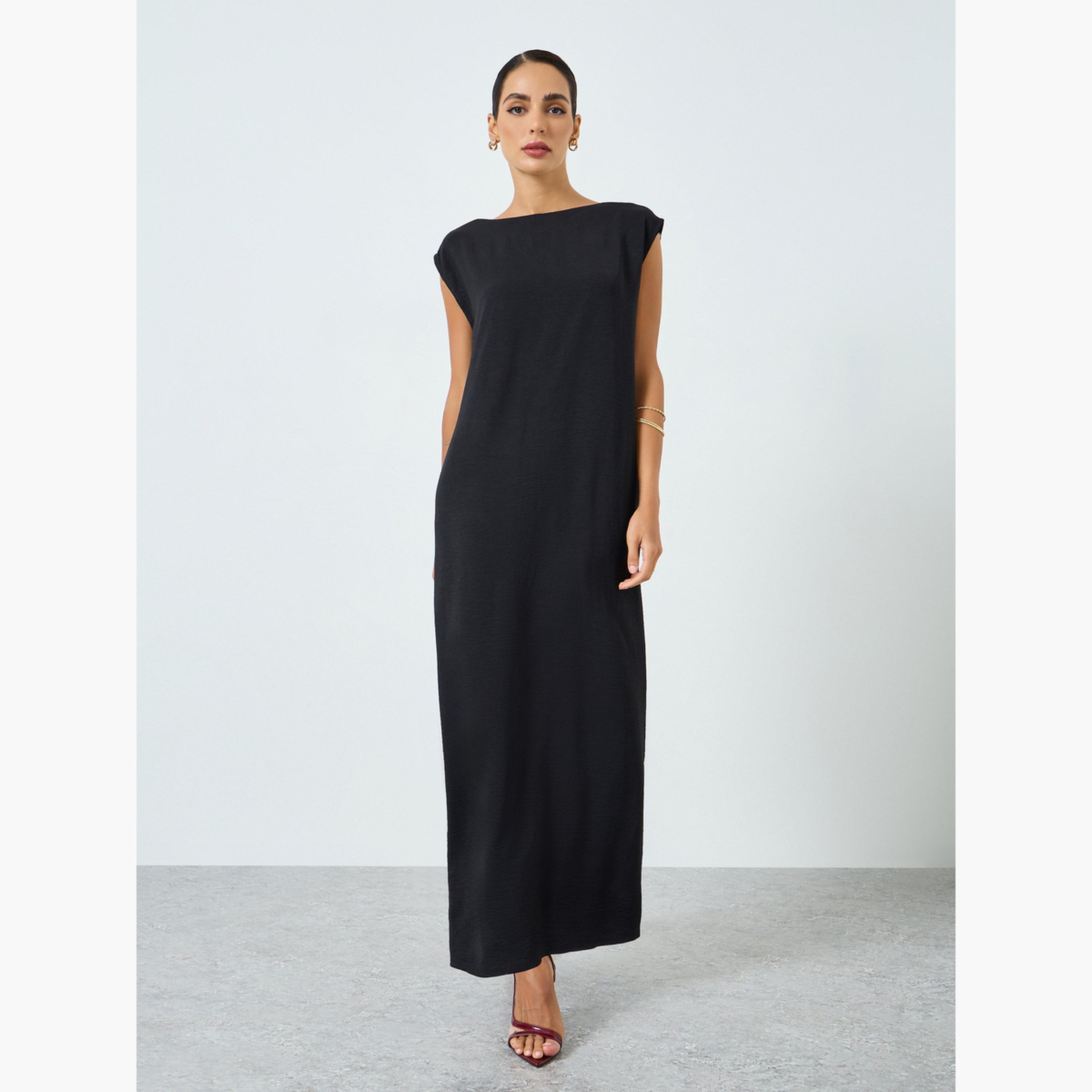Take Two Women Solid Long Sleeve Abaya and Dress Modest Set-women-arabicclothing-sets-image-4
