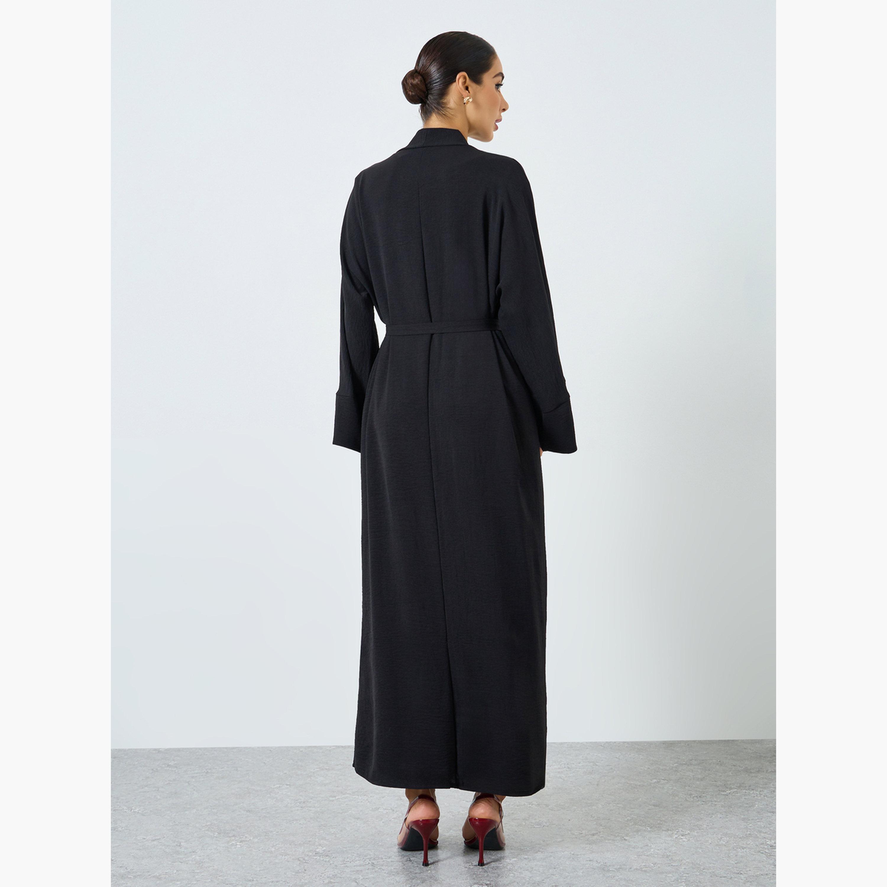 Take Two Women Solid Long Sleeve Abaya and Dress Modest Set-women-arabicclothing-sets-image-6