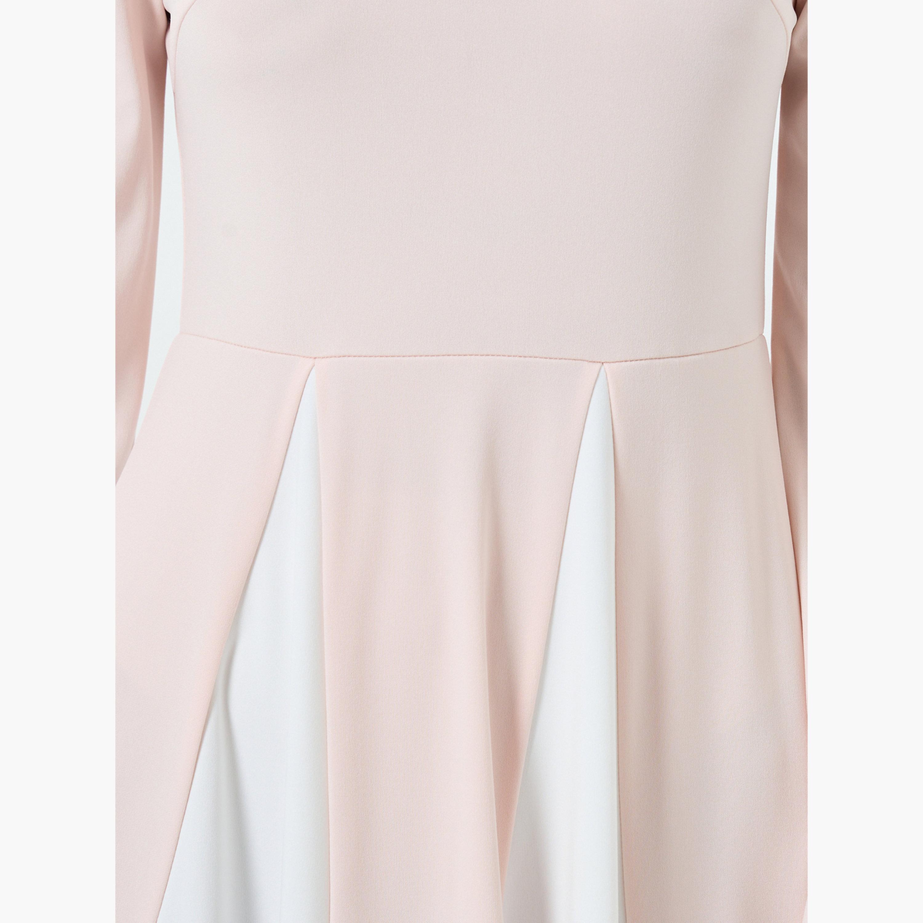 جلابية وردية بأكمام طويلة وألوان متباينة-women-arabicclothing-jalabiyas-image-4
