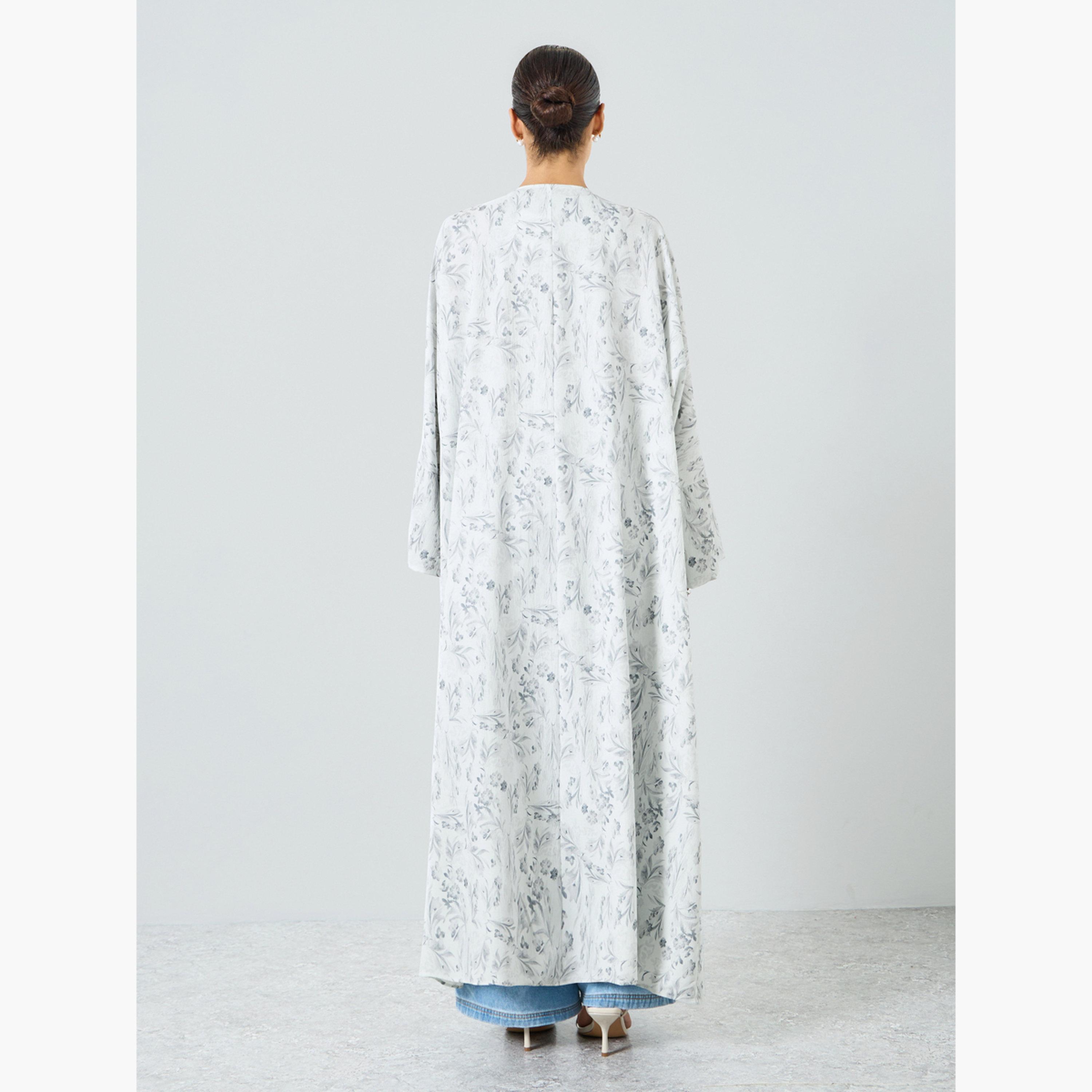 Take Two Women Floral Printed Slit Sleeve Abaya-women-arabicclothing-abayas-image-4