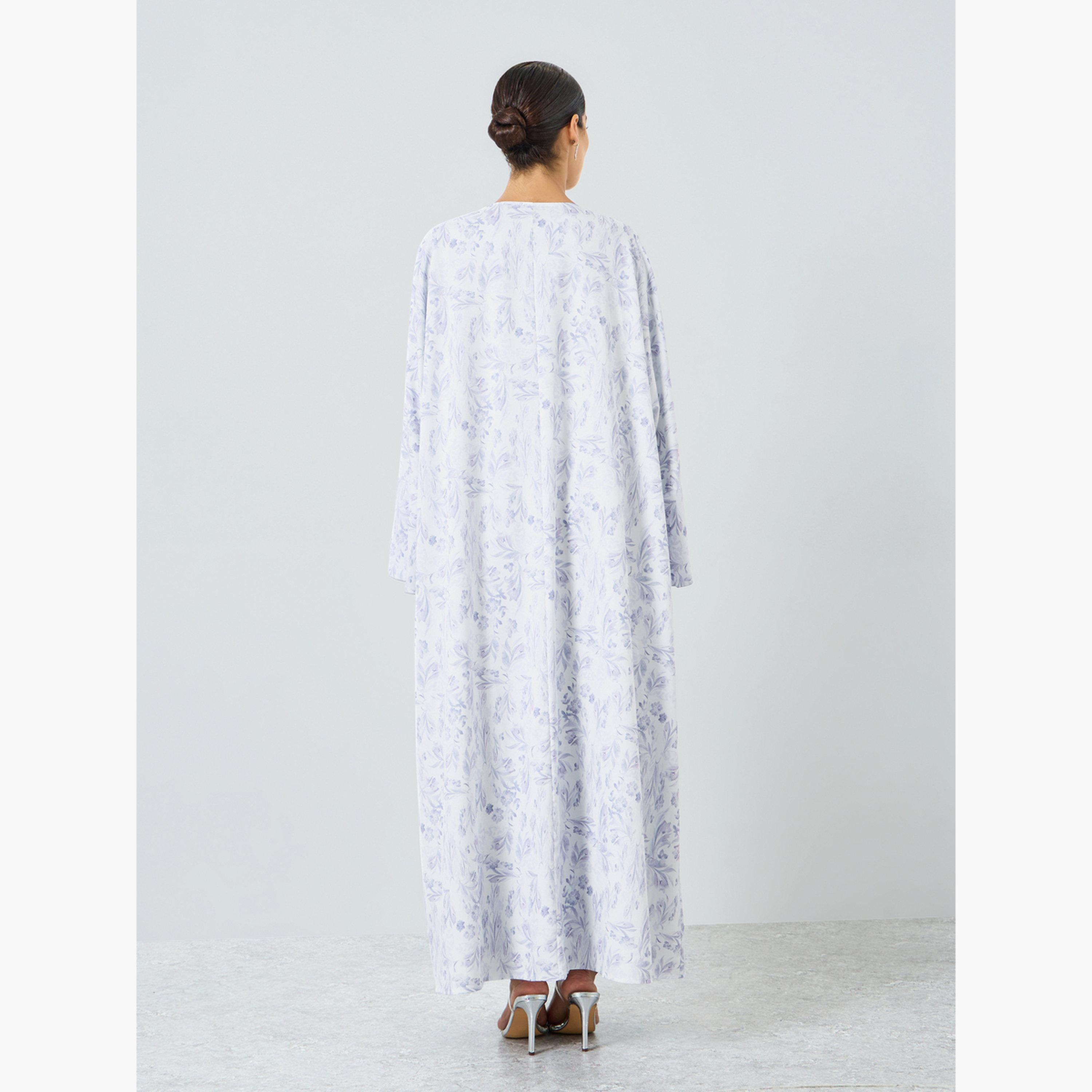 عباية بطبعة زهور وأكمام بفتحة-women-arabicclothing-abayas-image-4