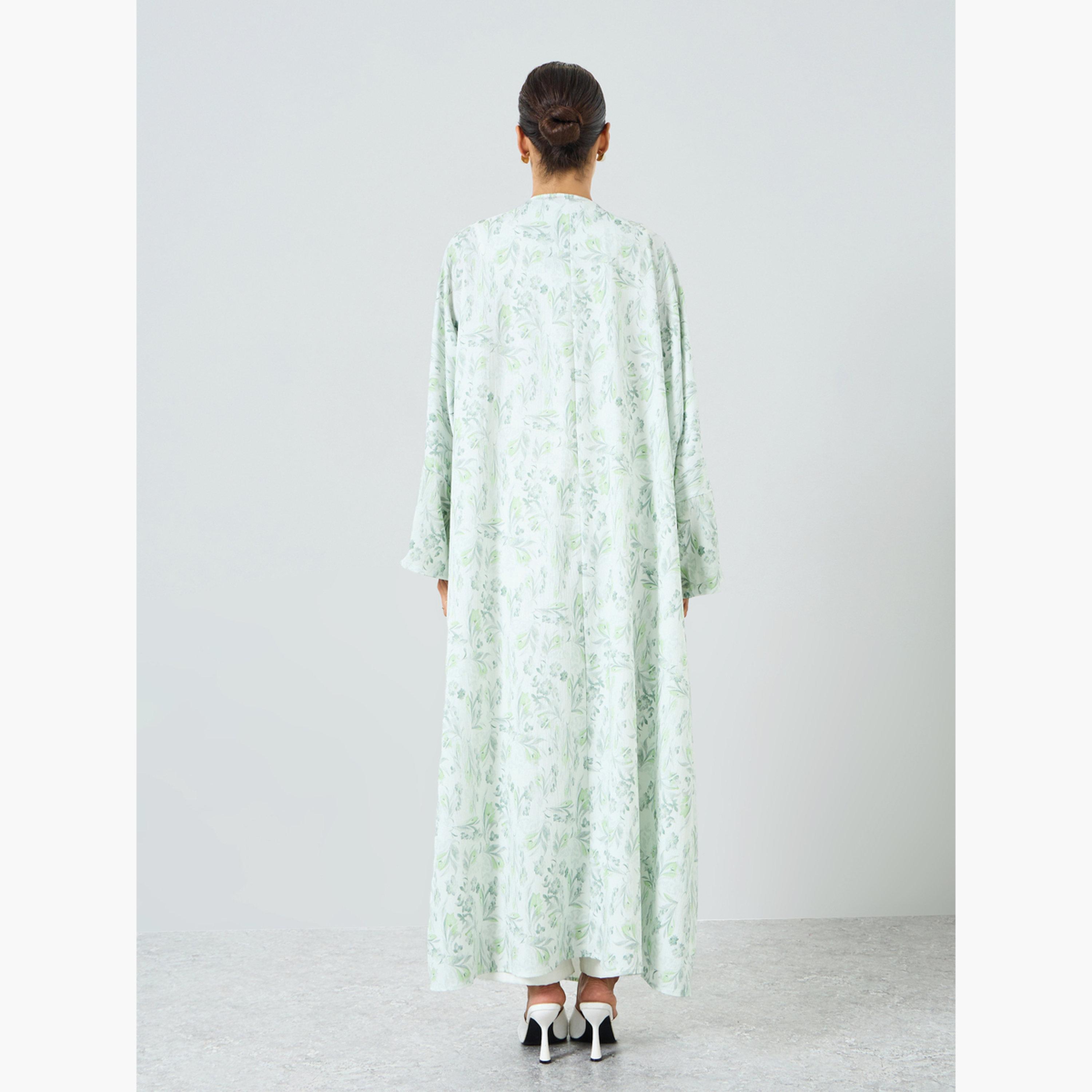 عباية بطبعة زهور وأكمام طويلة-women-arabicclothing-abayas-image-4