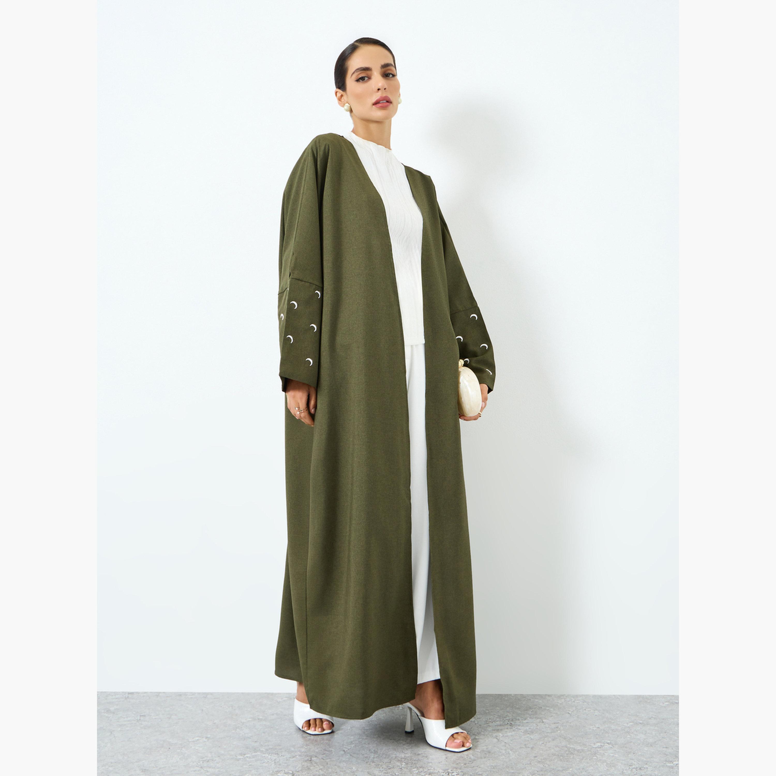 عباية بأكمام طويلة وطبعة جرافيك قمر-women-arabicclothing-abayas-image-1