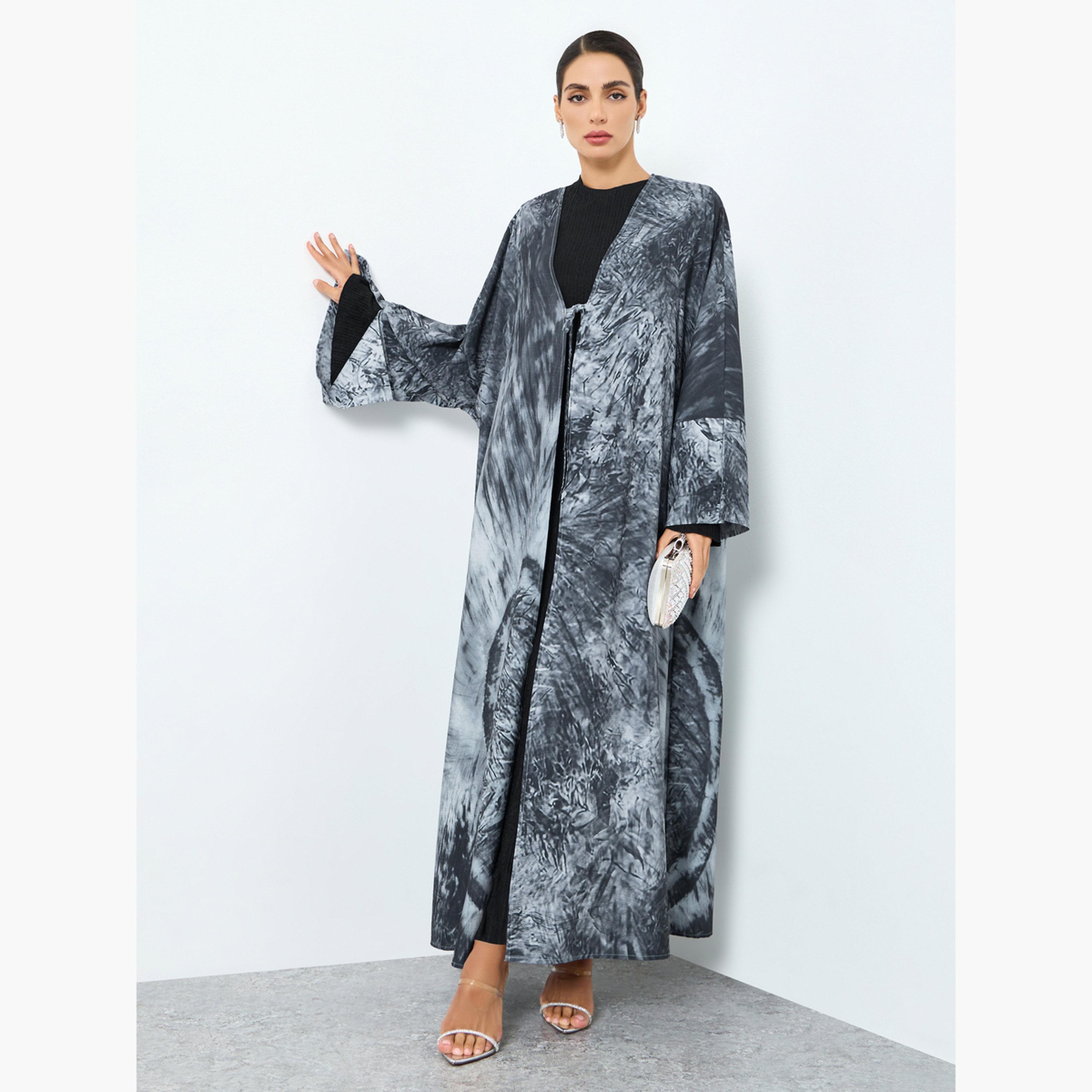 عباية بطبعة جرافيك وأكمام طويلة-women-arabicclothing-abayas-image-1