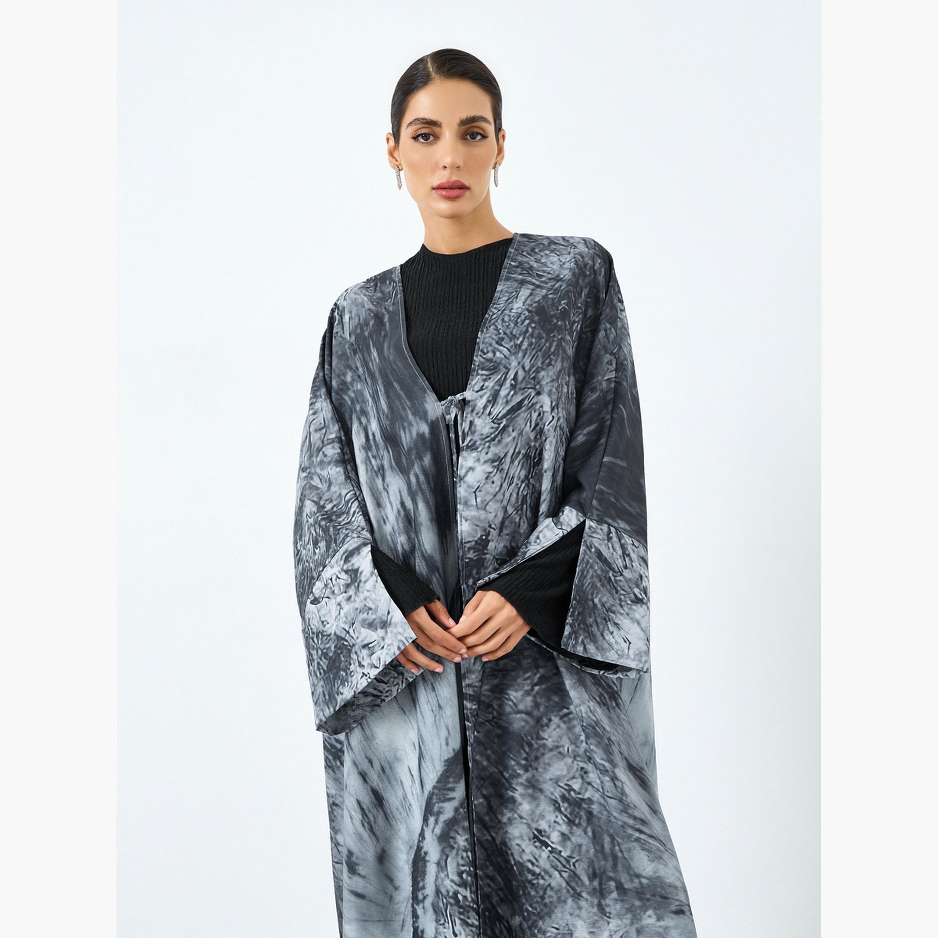Take Two Women Graphic Printed Long Sleeve Abaya-women-arabicclothing-abayas-image-2