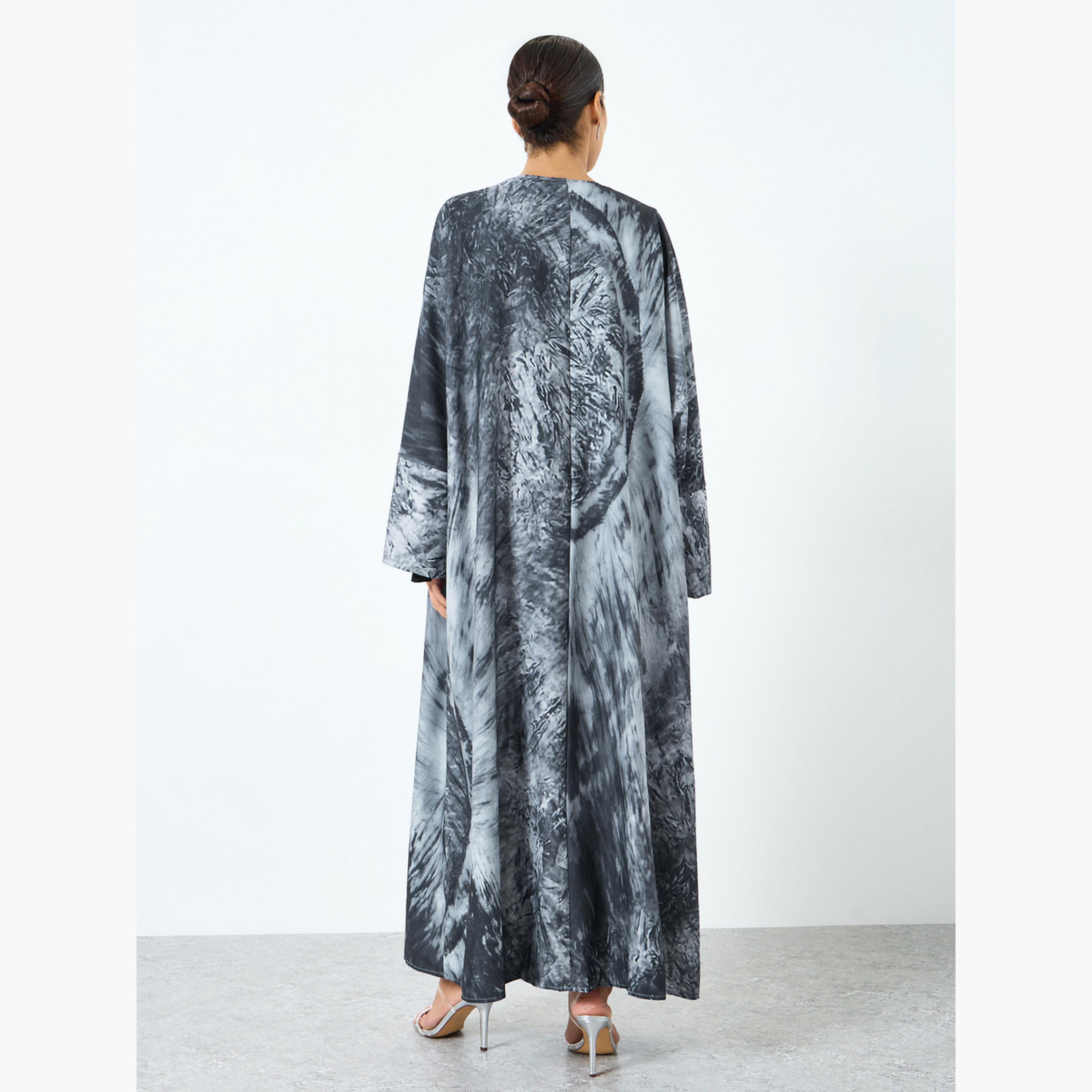 عباية بطبعة جرافيك وأكمام طويلة-women-arabicclothing-abayas-image-4