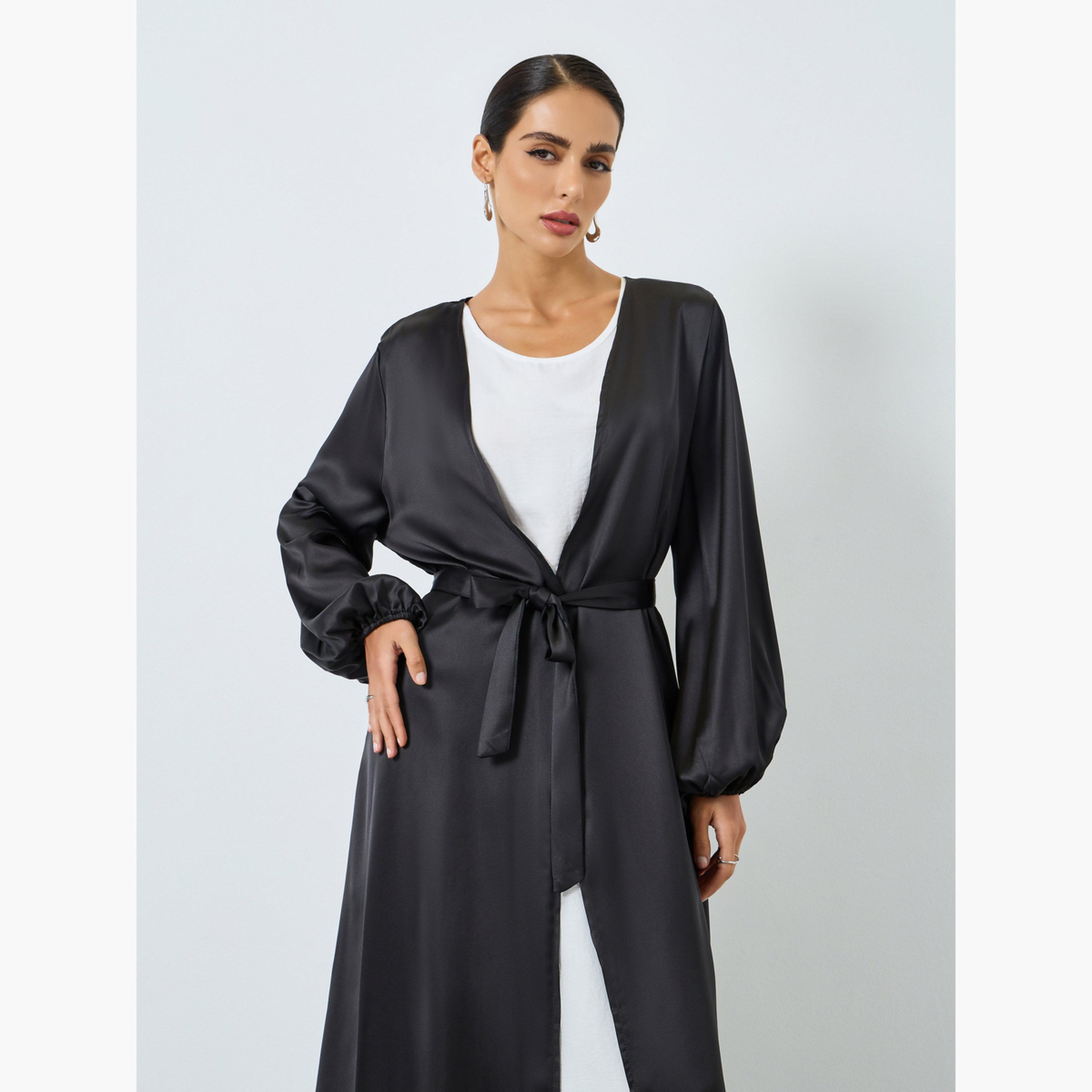 Take Two Women Black Solid Long Sleeve Abaya-women-arabicclothing-abayas-image-2