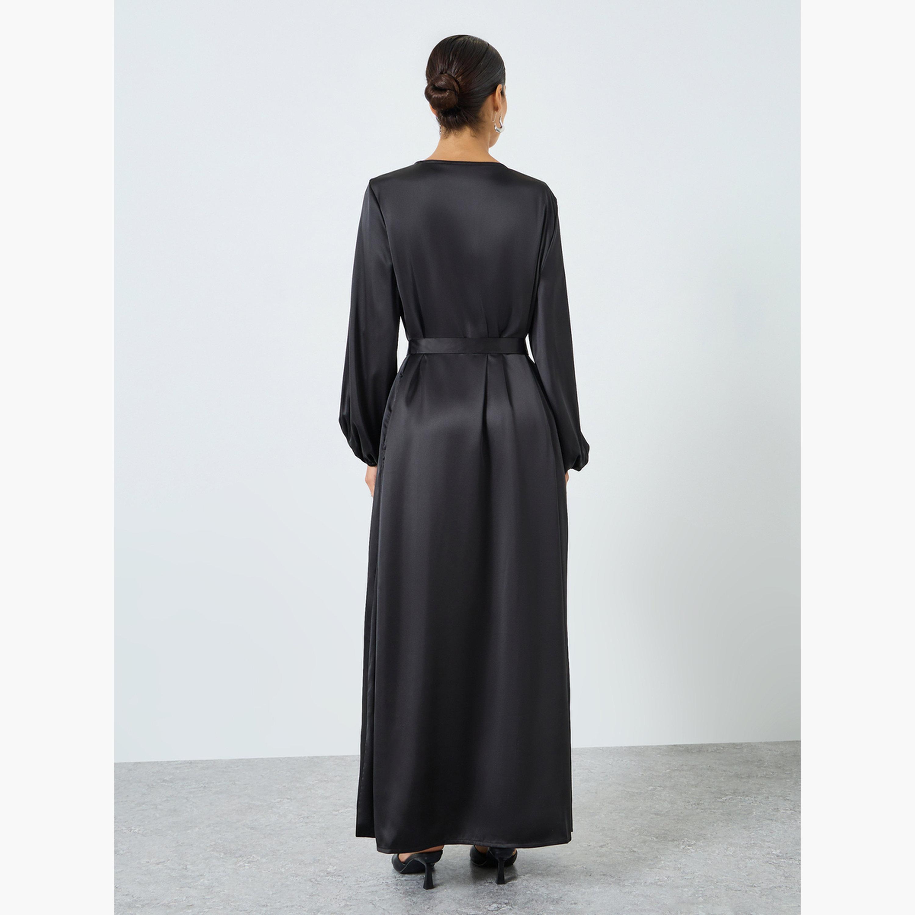 Take Two Women Black Solid Long Sleeve Abaya-women-arabicclothing-abayas-image-4