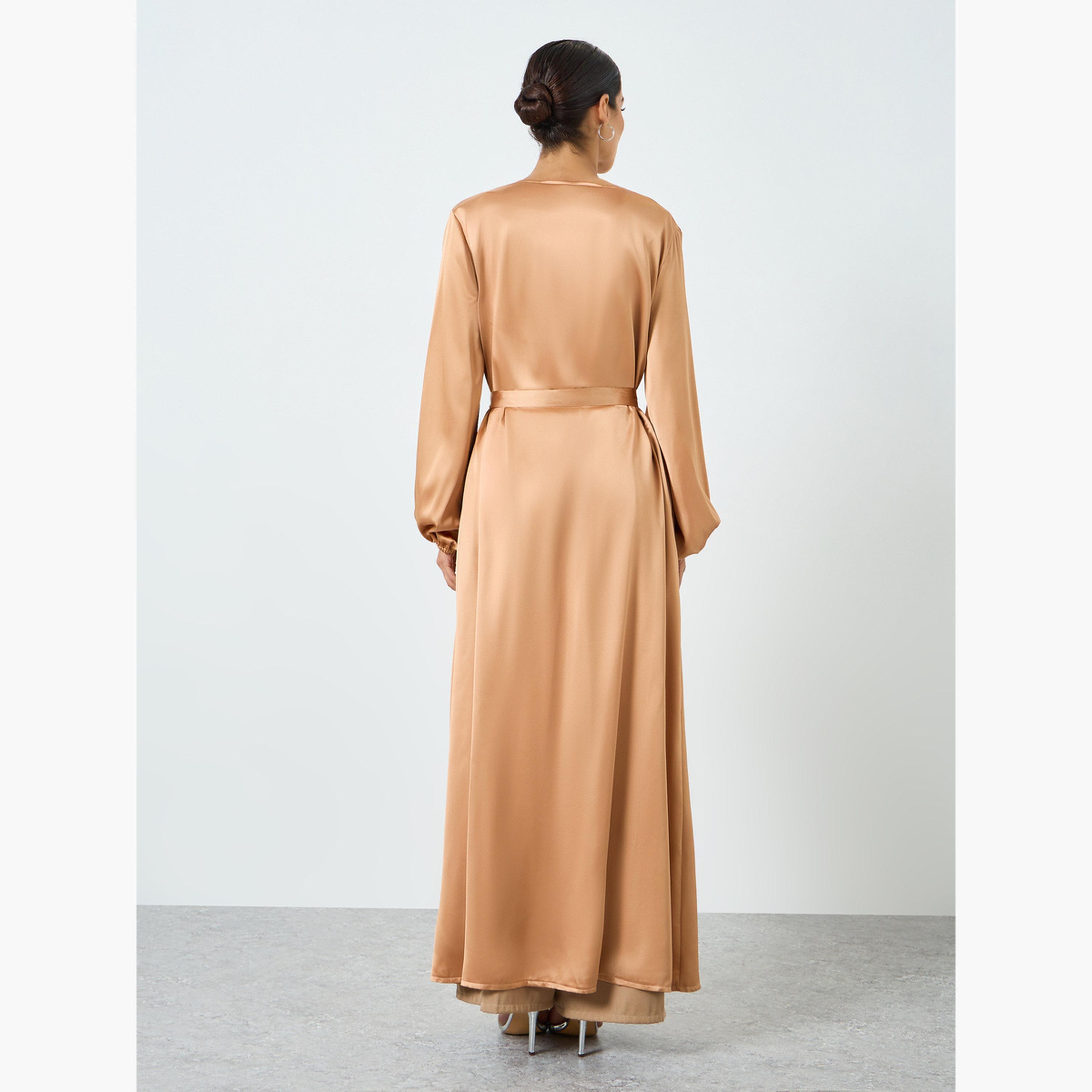 عباية ساتان سادة بأكمام طويلة-women-arabicclothing-abayas-image-4