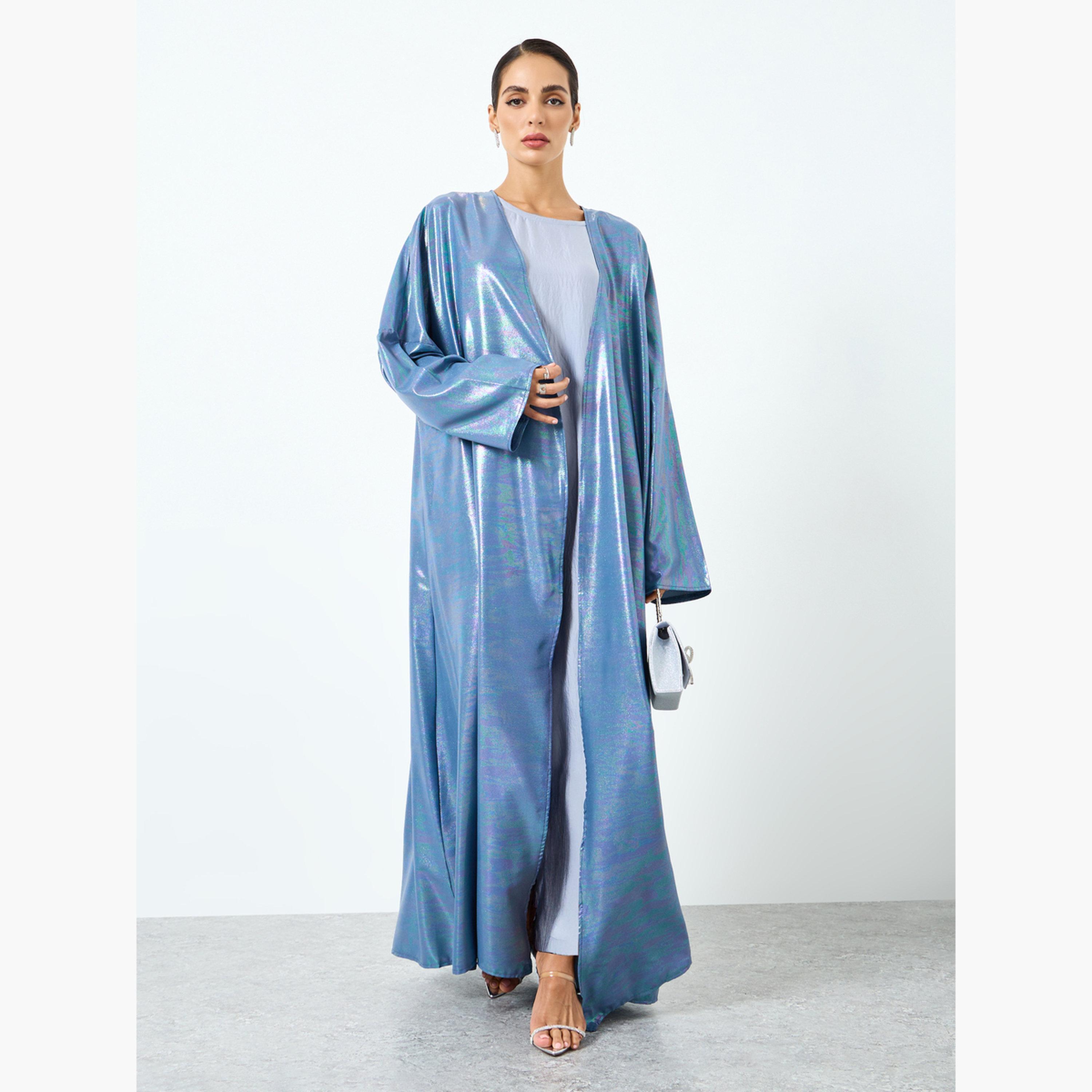 عباية لامعة بأكمام طويلة-women-arabicclothing-abayas-image-1