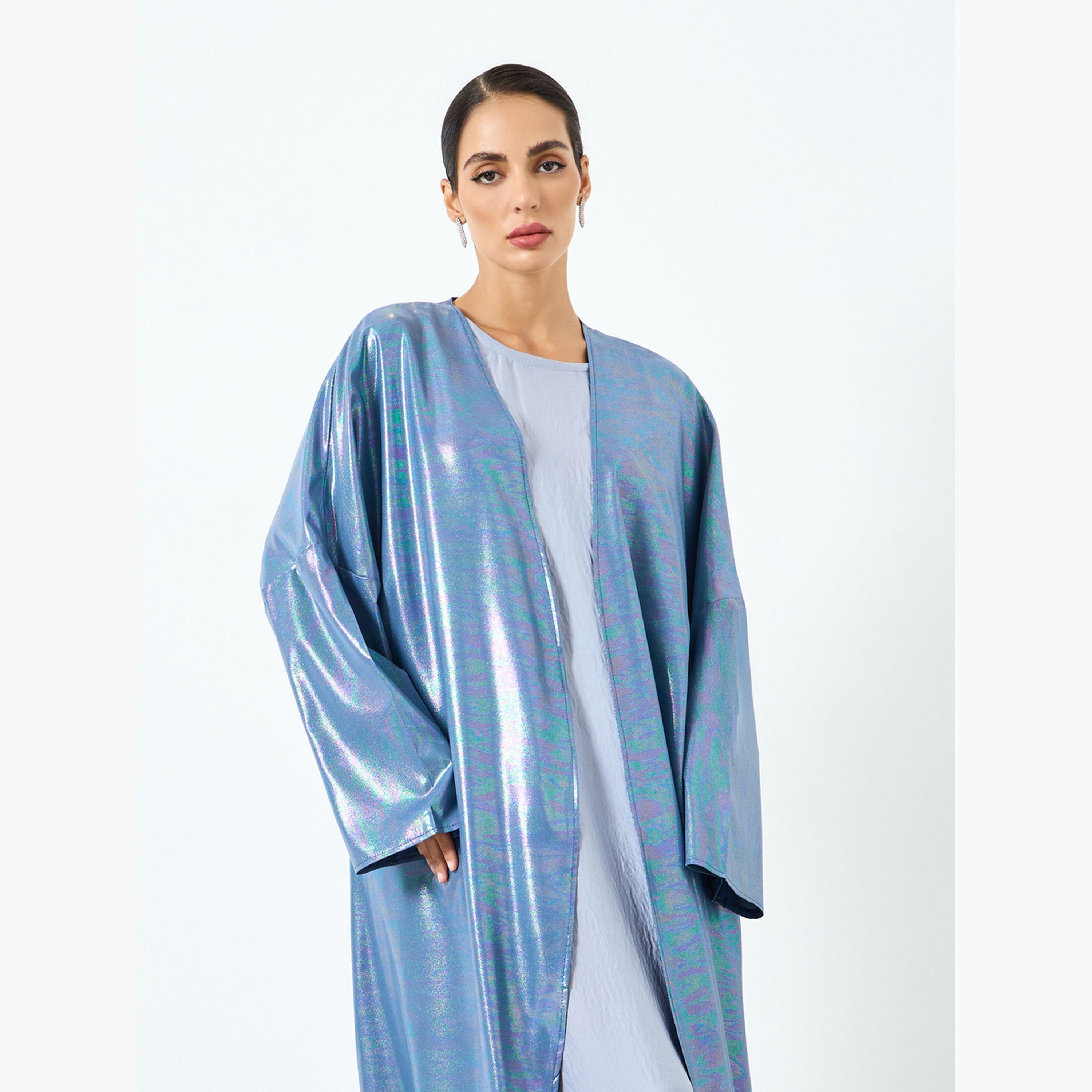 Take Two Women Blue Shimmering Long Sleeve Abaya-women-arabicclothing-abayas-image-2