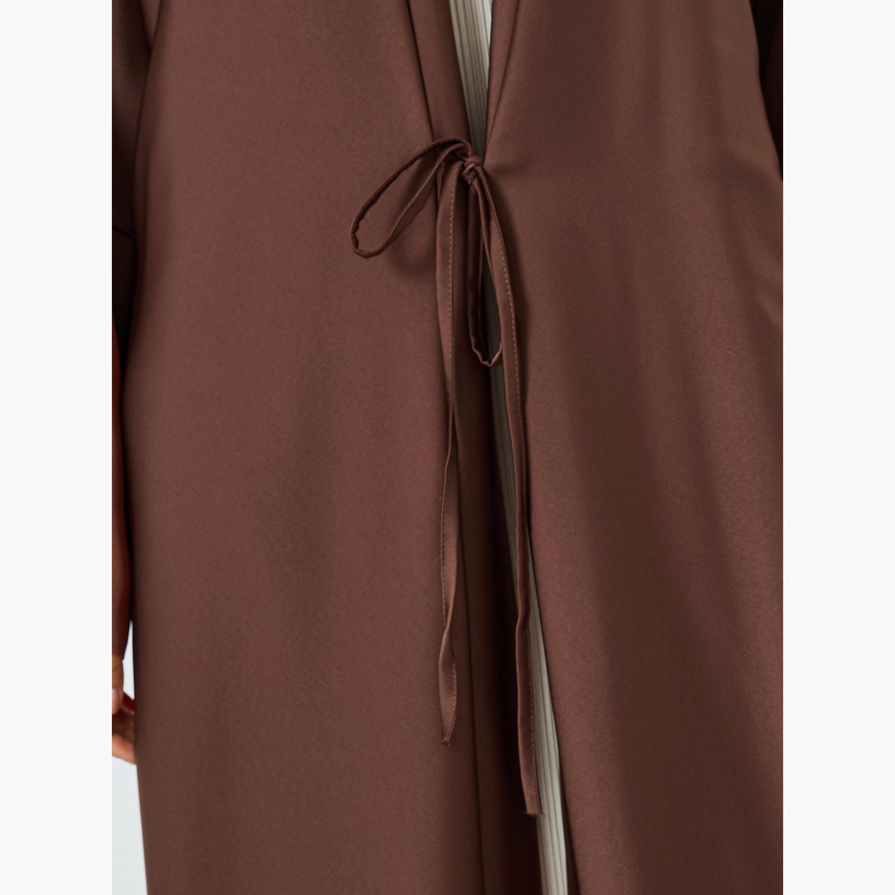 Take Two Women Solid Long Sleeve Stain Abaya-women-arabicclothing-abayas-image-3