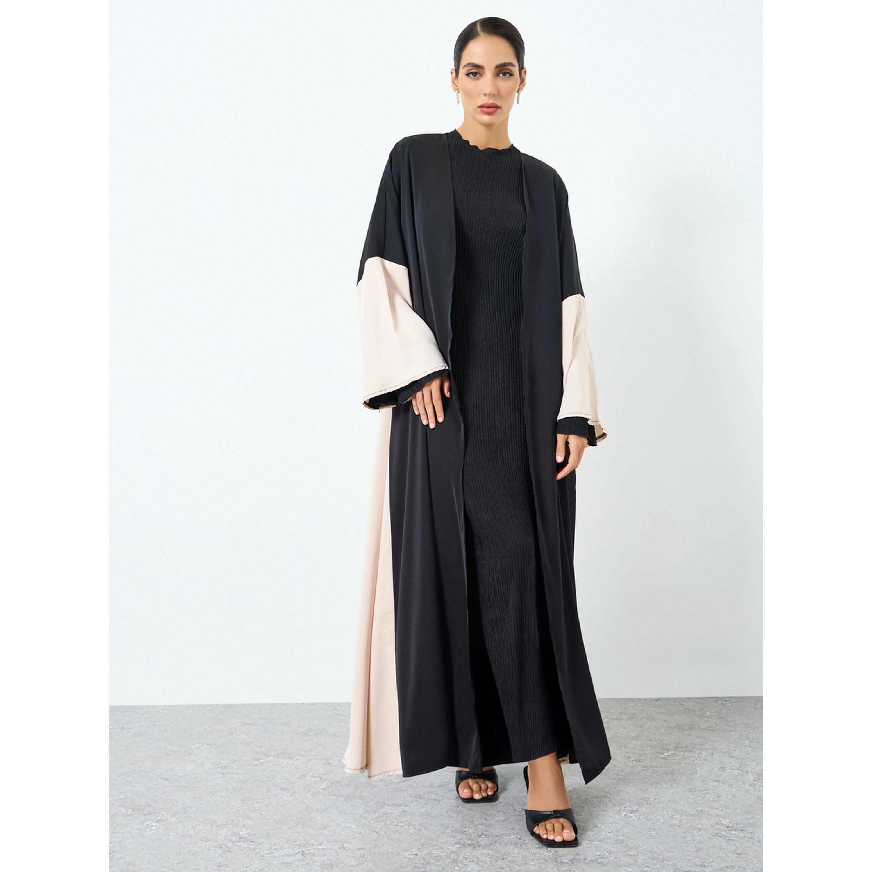 عباية بأكمام طويلة وتصميم ألوان متباينة-women-arabicclothing-abayas-image-3