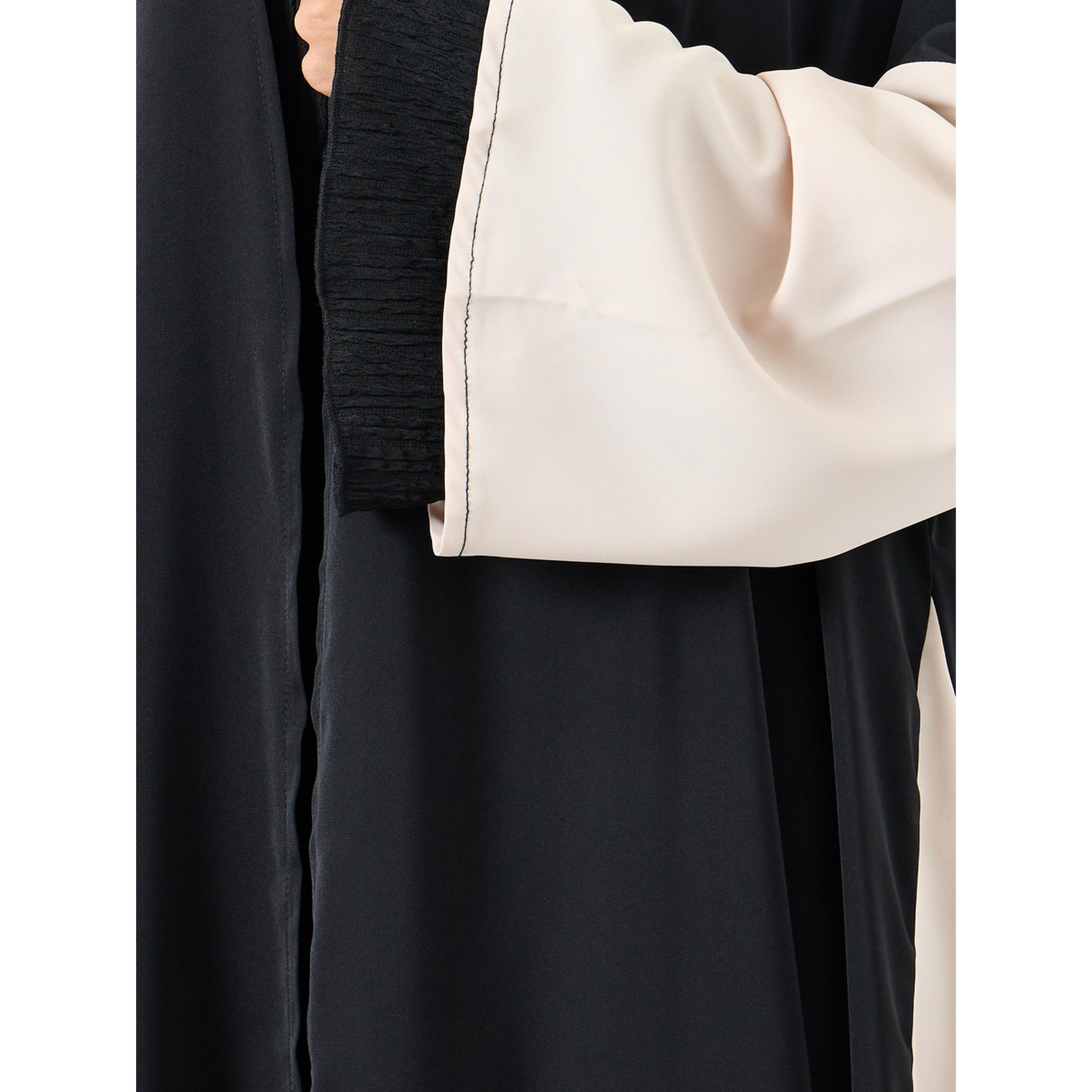Take Two Women Contrast Color Block Long Sleeve Abaya-women-arabicclothing-abayas-image-4