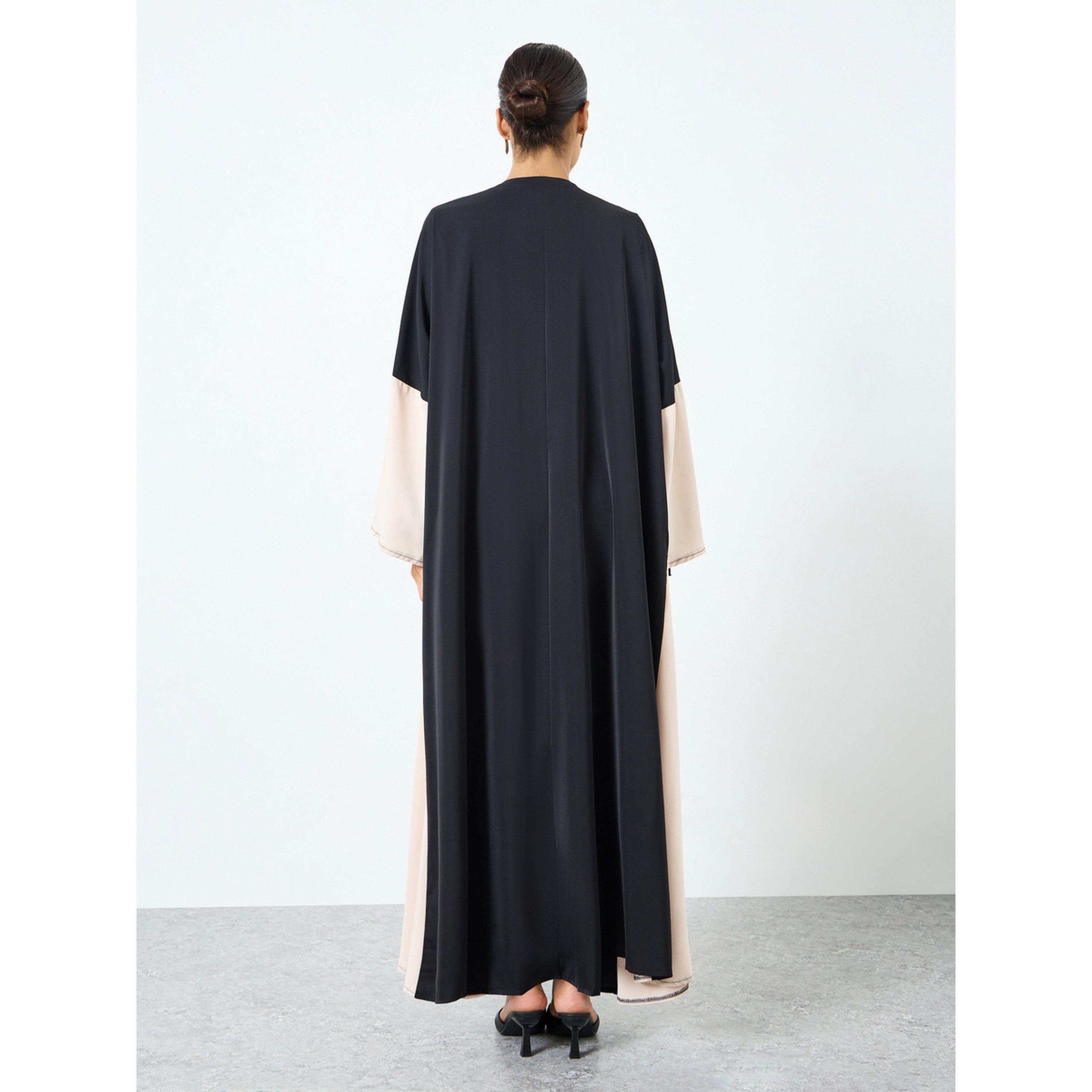 عباية بأكمام طويلة وتصميم ألوان متباينة-women-arabicclothing-abayas-image-5