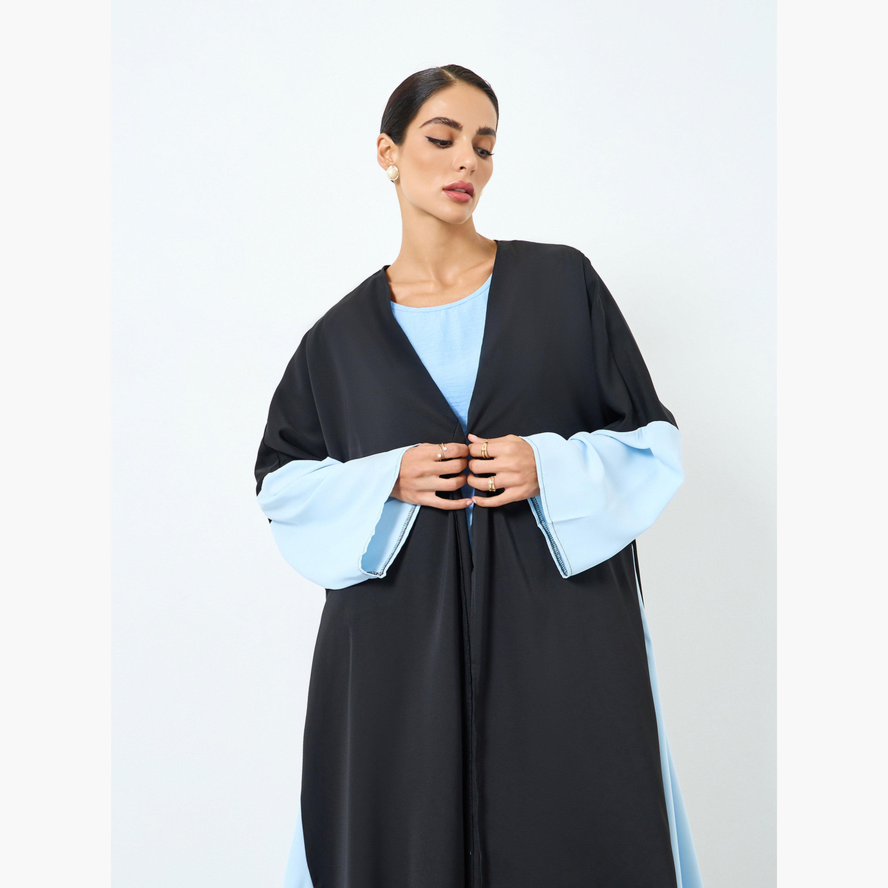 Take Two Women Color Block Contrast Long Sleeve Abaya-women-arabicclothing-abayas-image-2