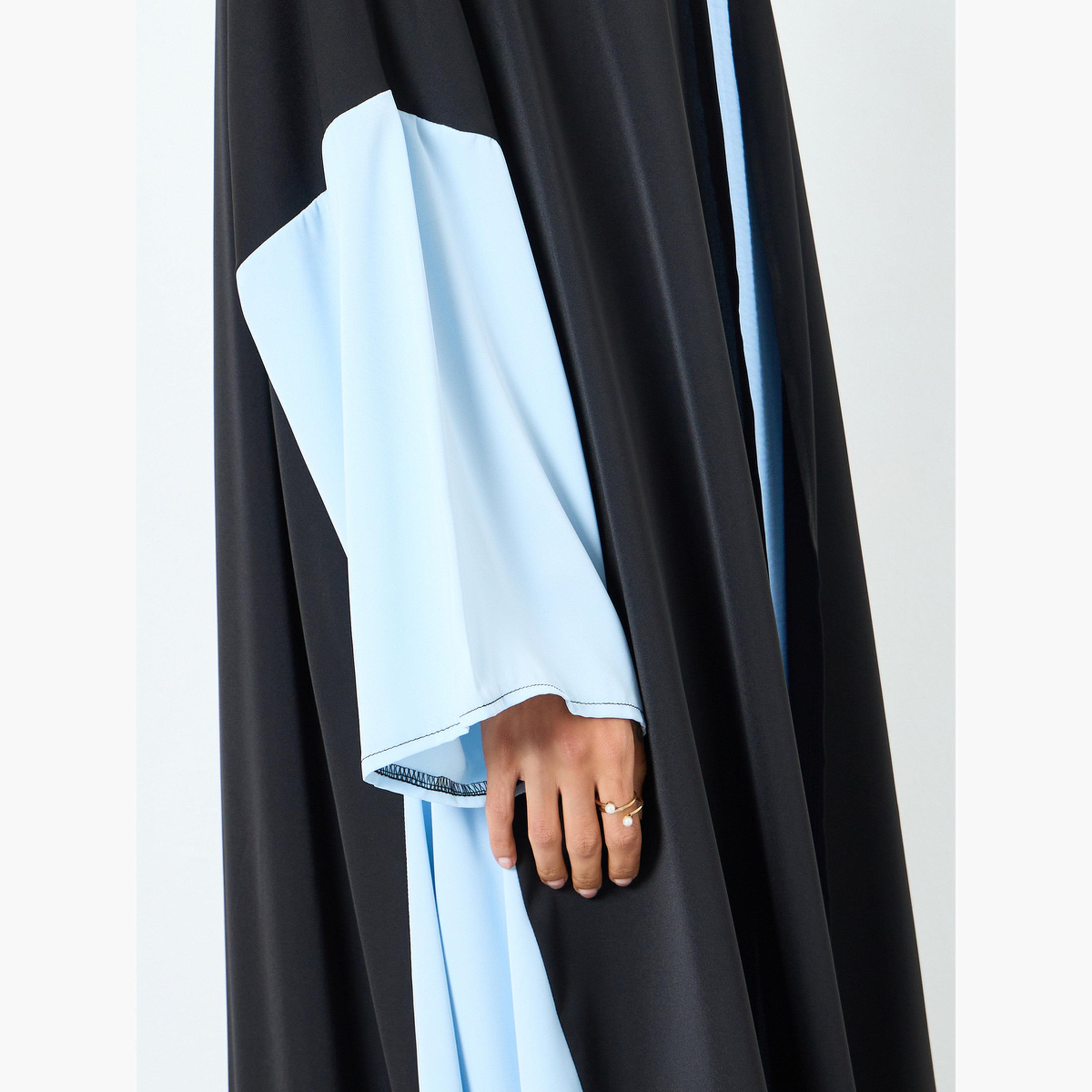عباية بأكمام طويلة وتصميم ألوان متباينة-women-arabicclothing-abayas-image-4