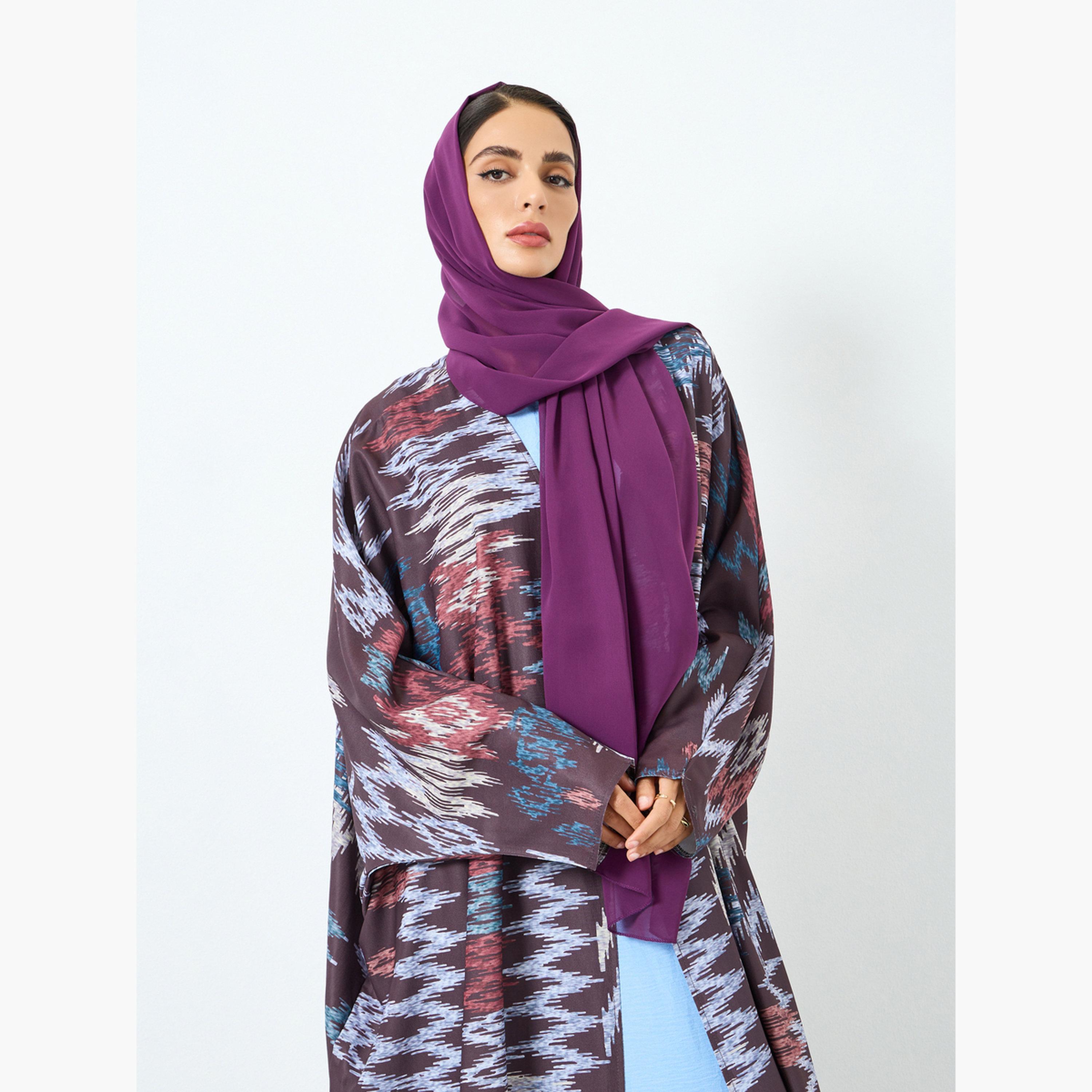 Take Two Women Graphic Printed Long Sleeve Abaya with Hijab-women-arabicclothing-abayas-image-2
