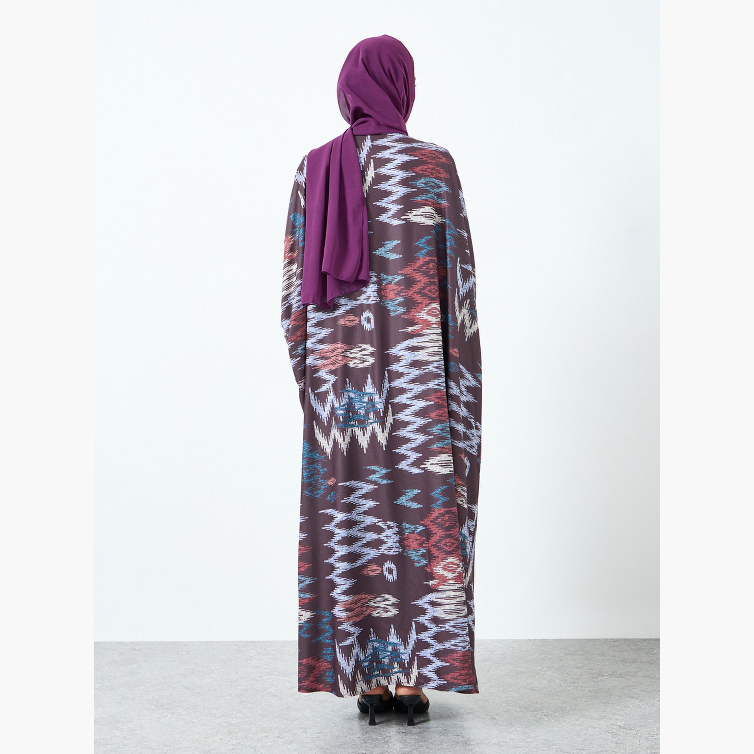 Take Two Women Graphic Printed Long Sleeve Abaya with Hijab-women-arabicclothing-abayas-image-5