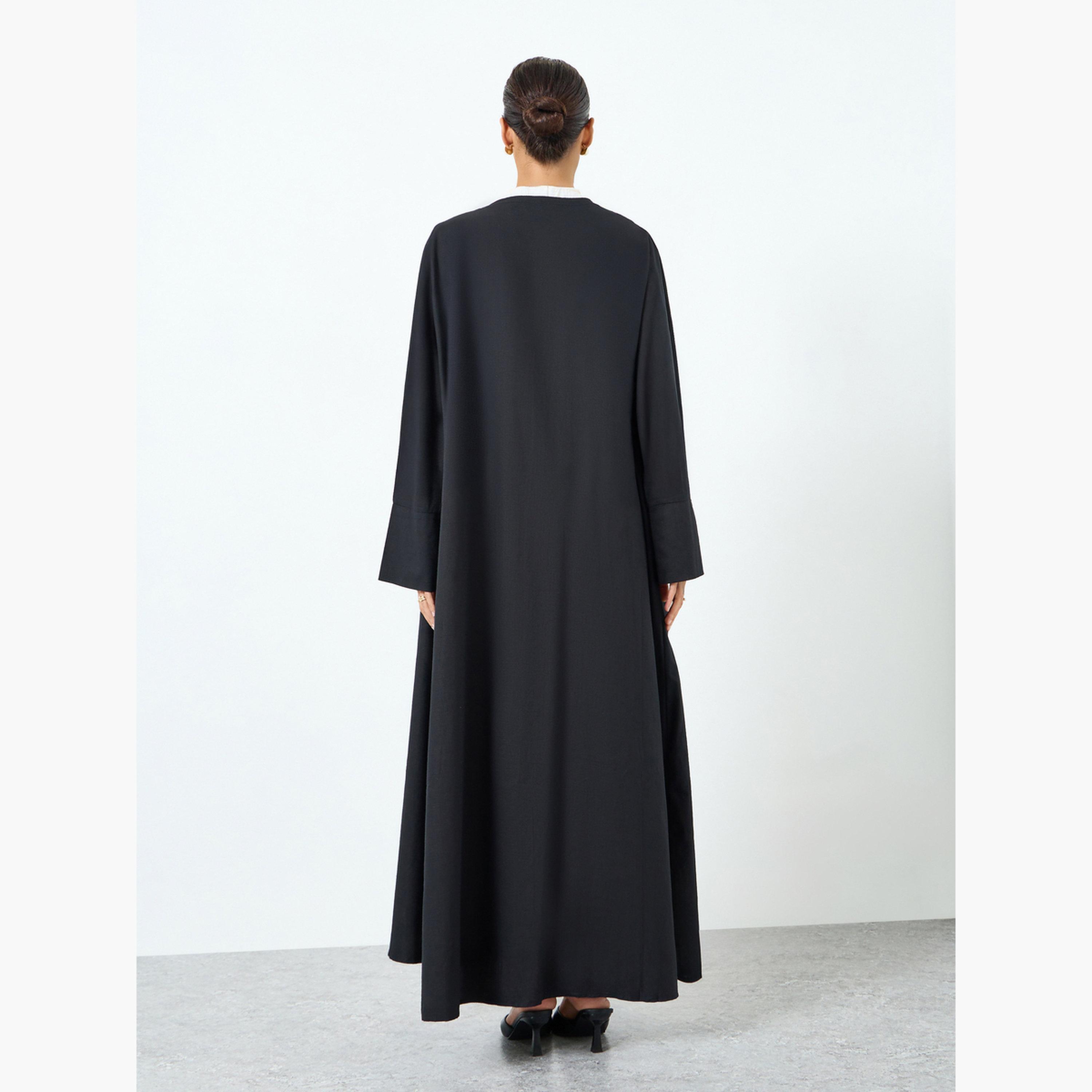 Take Two Women Solid Black Long Sleeve Abaya-women-arabicclothing-abayas-image-4
