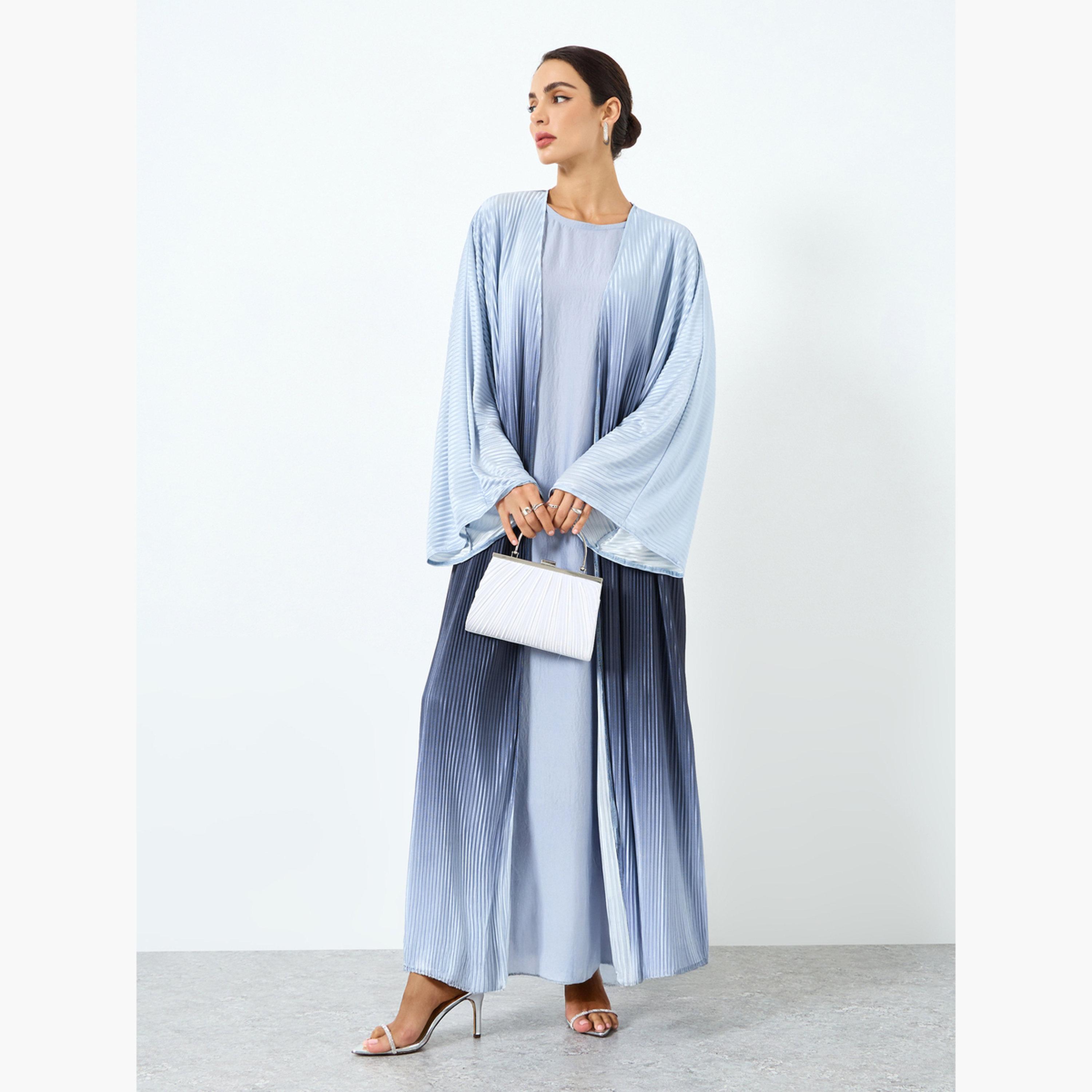 Take Two Women Ombre Textured Flare Sleeve Abaya-women-arabicclothing-abayas-image-1