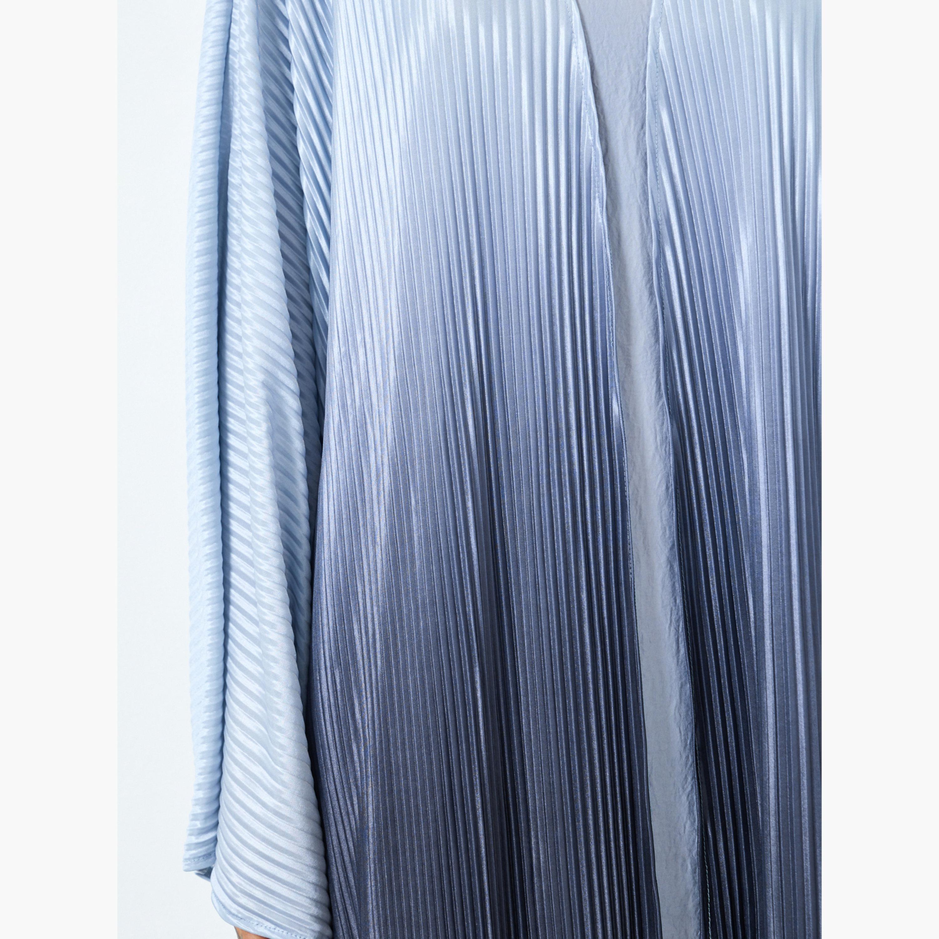 عباية بنسيج بارز وتصميم أومبريه وأكمام واسعة-women-arabicclothing-abayas-image-3