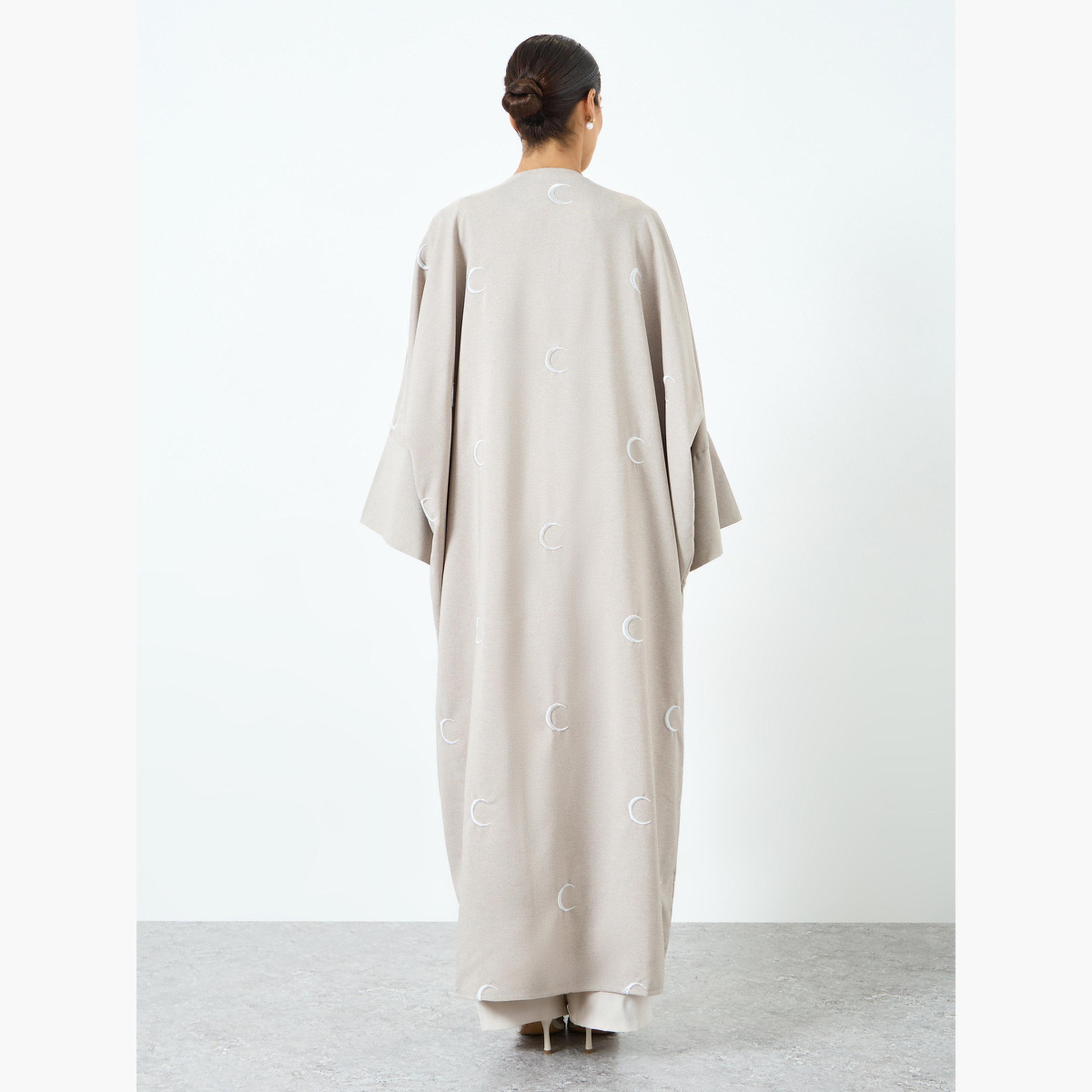 عباية مطرزة بنقشة قمر وأكمام طويلة-women-arabicclothing-abayas-image-4
