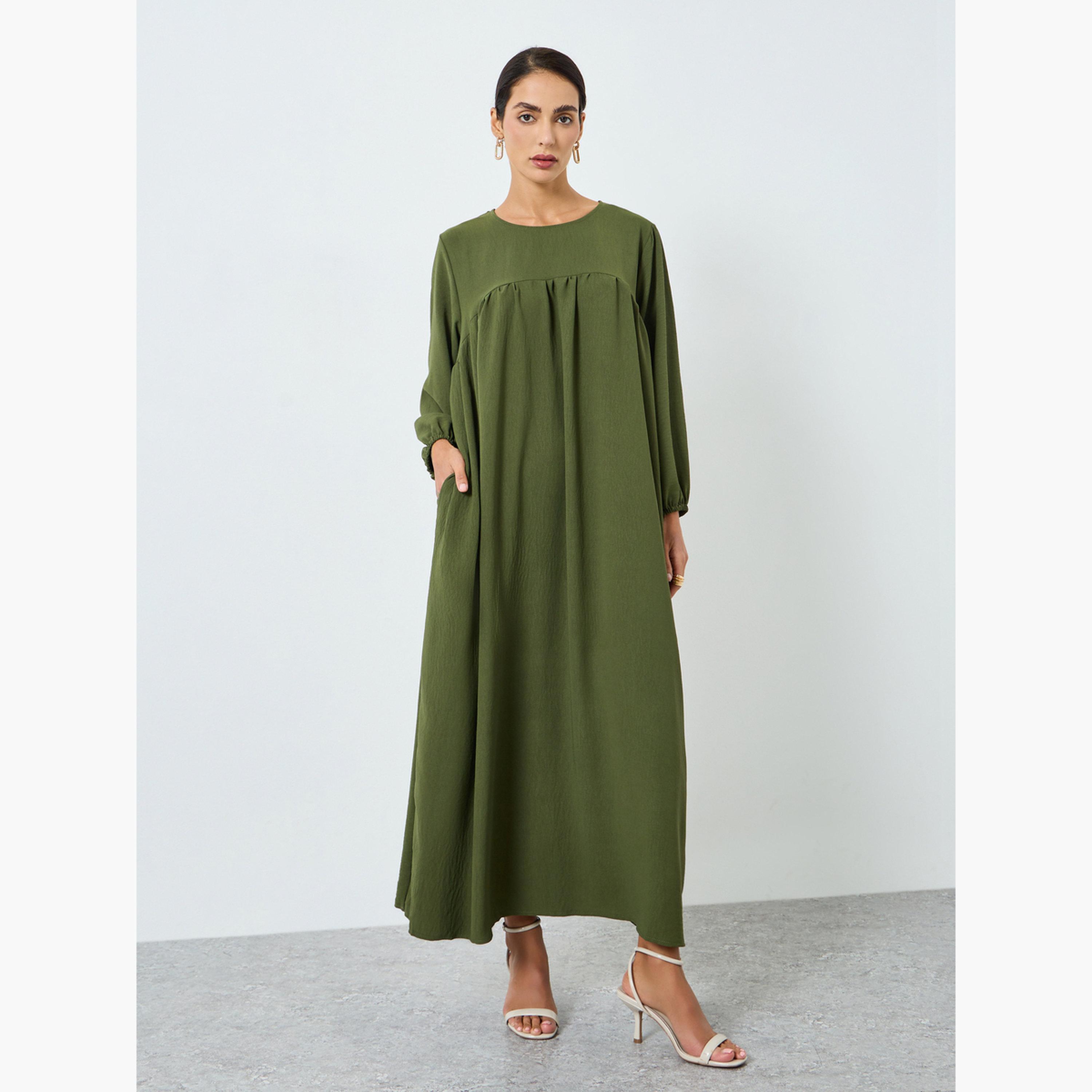 جلابية بتفاصيل كسرات للنساء-women-arabicclothing-jalabiyas-image-1
