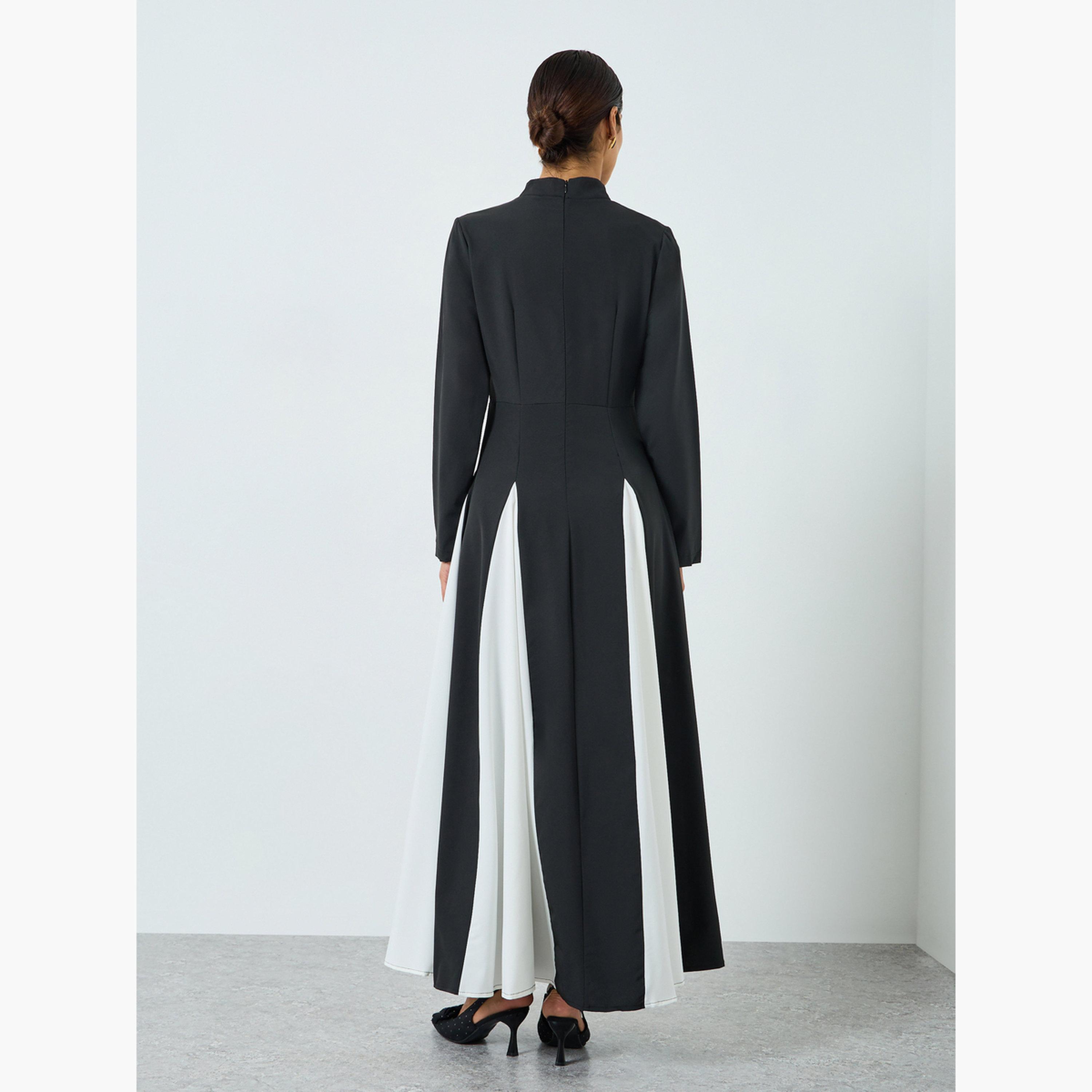 Take Two Women Color Block Collared Long Sleeve Jalabiya-women-arabicclothing-jalabiyas-image-5
