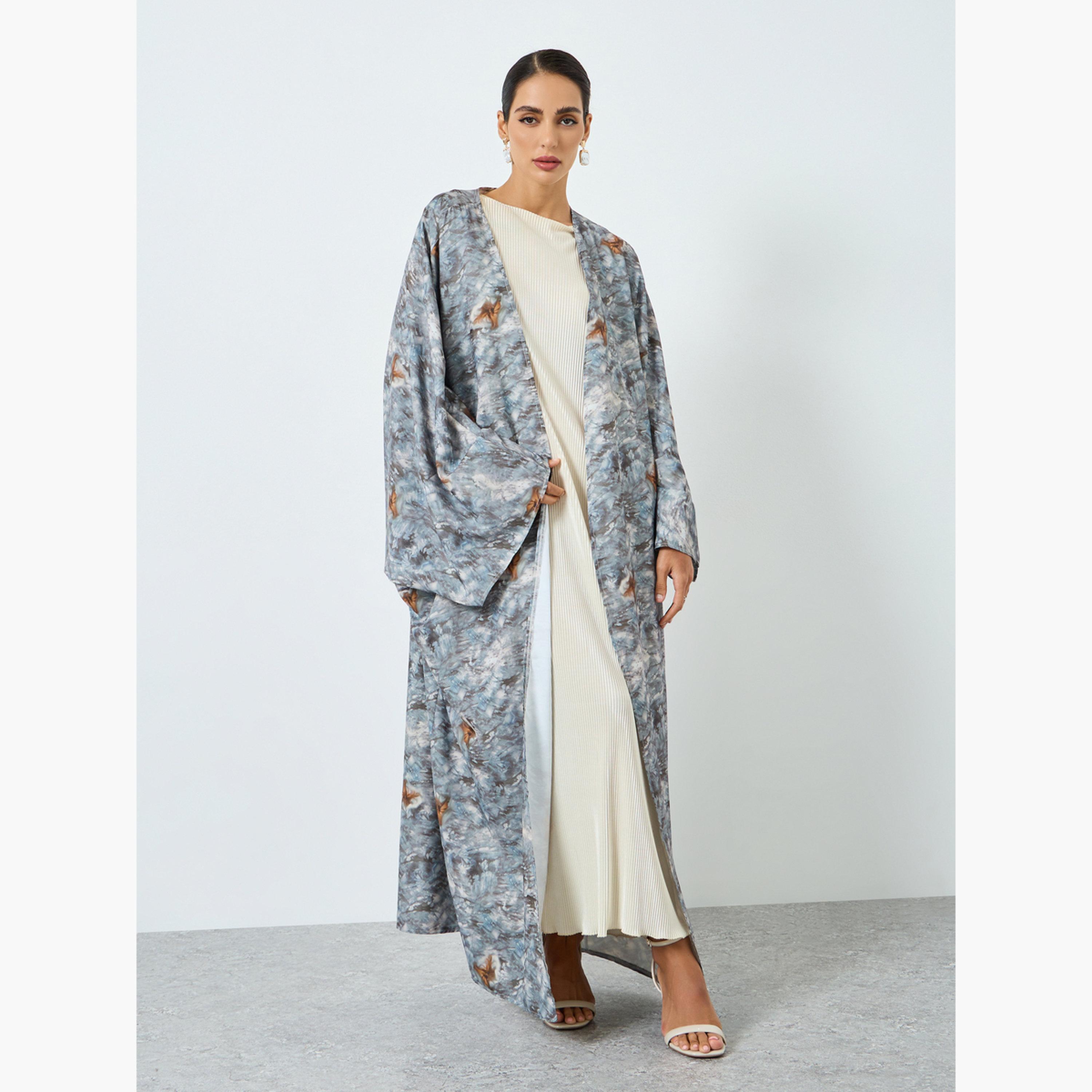 عباية بأكمام خفاش وطبعة جرافيك-women-arabicclothing-abayas-image-1