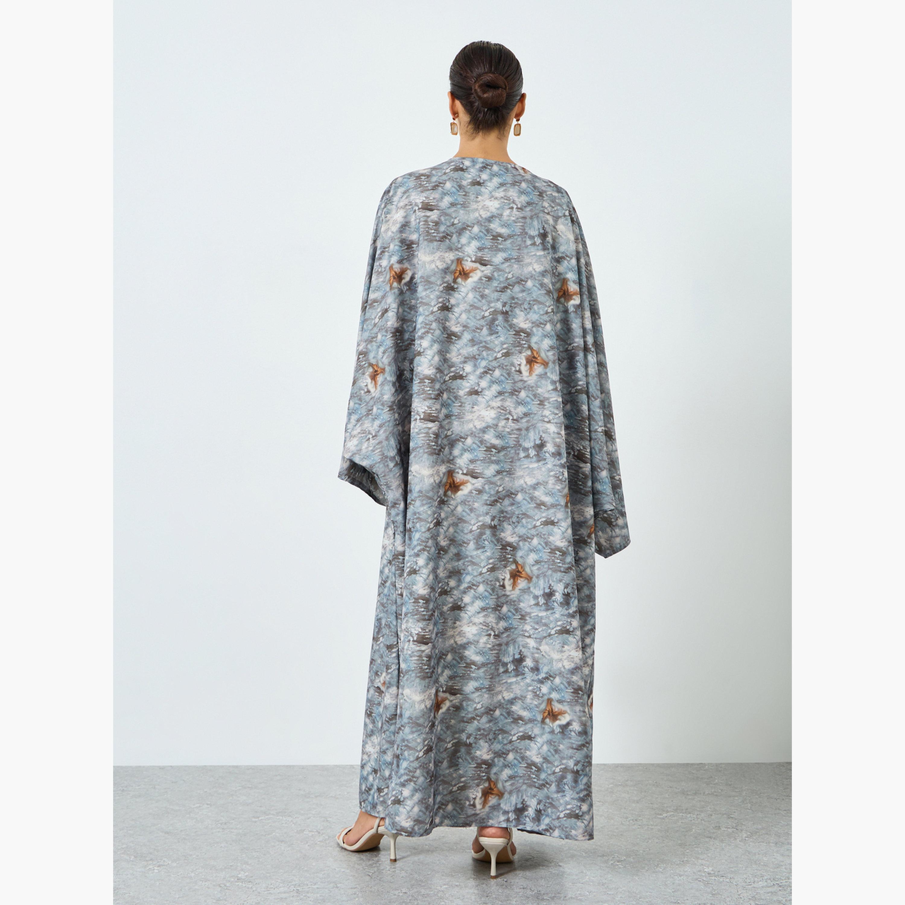 Take Two Women Graphic Printed Batwing Sleeve Abaya-women-arabicclothing-abayas-image-4