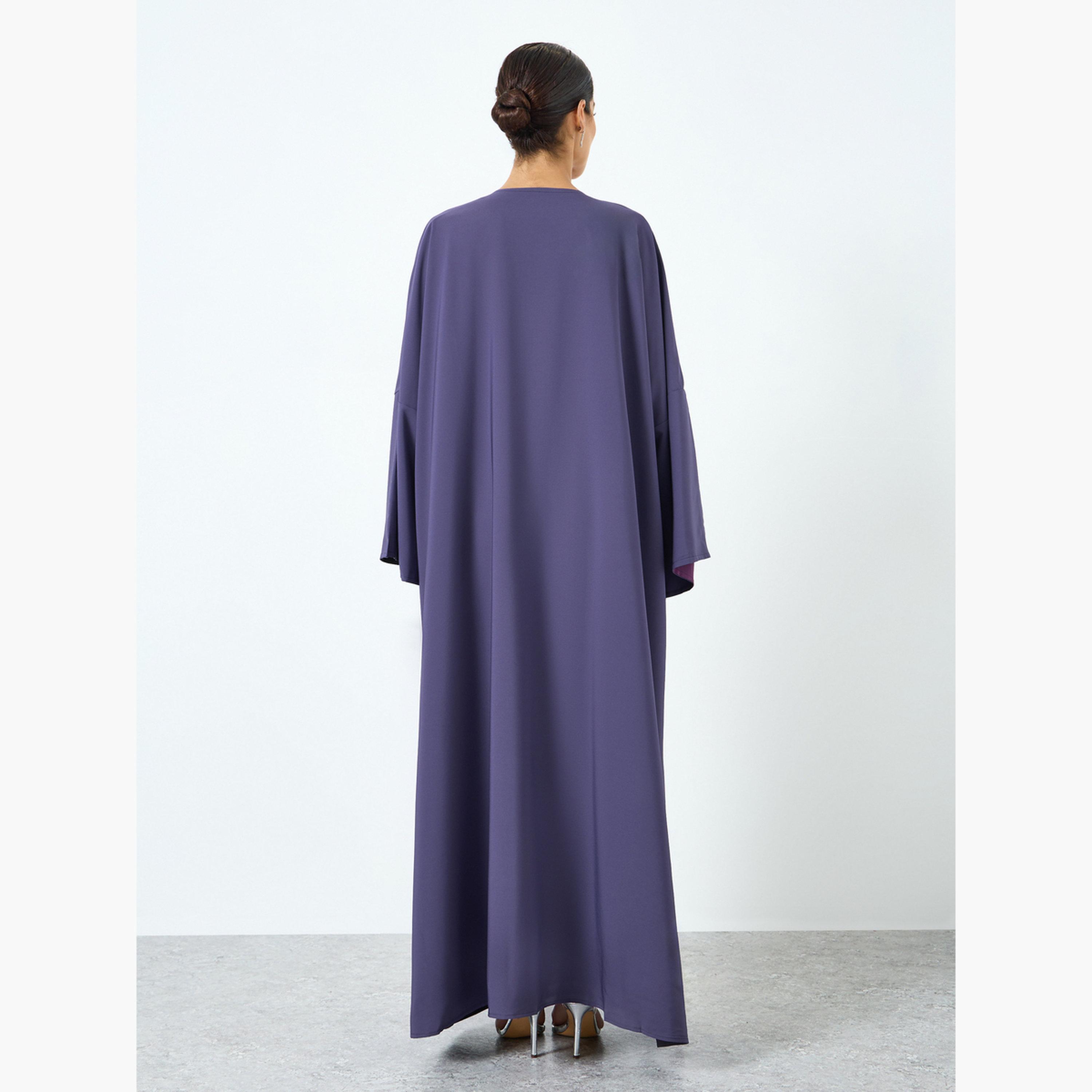 Take Two Women Purple Solid Long Sleeve Abaya-women-arabicclothing-abayas-image-4