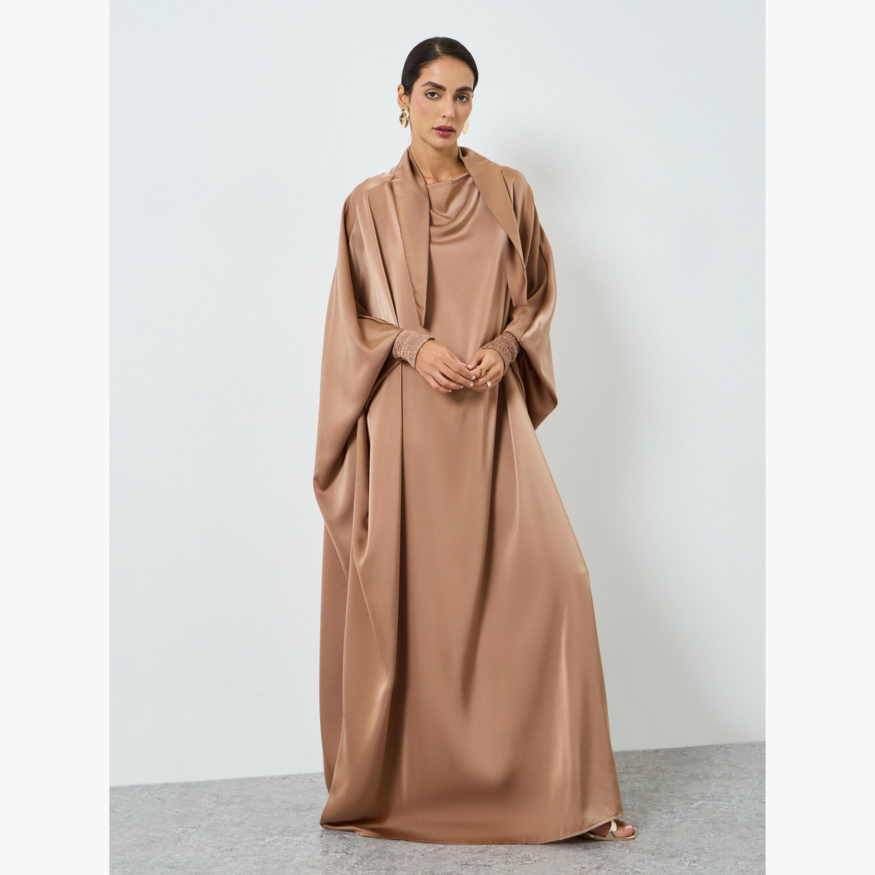 جلابية بيج بأكمام خفاش للنساء-women-arabicclothing-jalabiyas-image-1