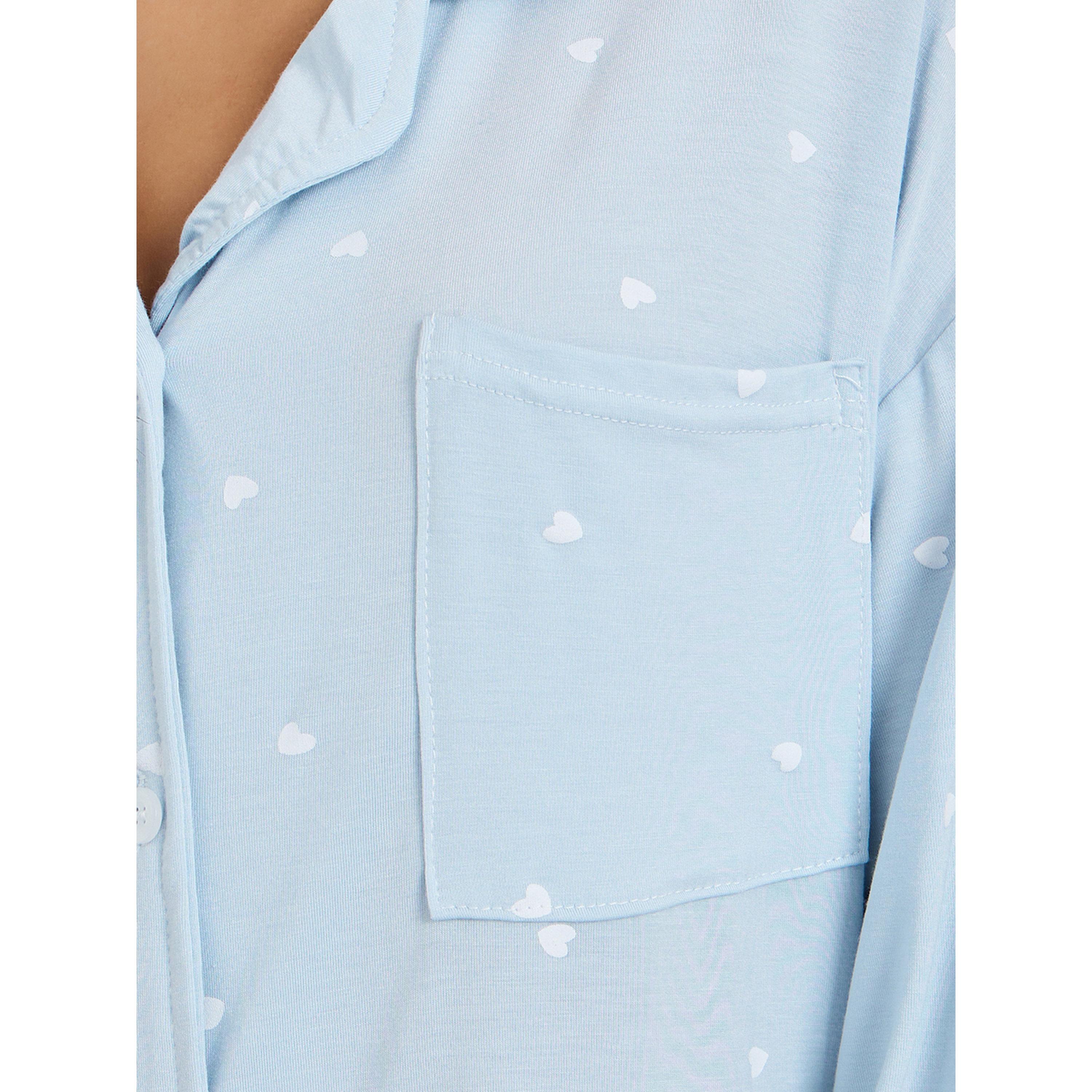 Styli Women Blue Heart Print Long Sleeve Nightshirt-women-clothing-nightwear-nighties-image-4