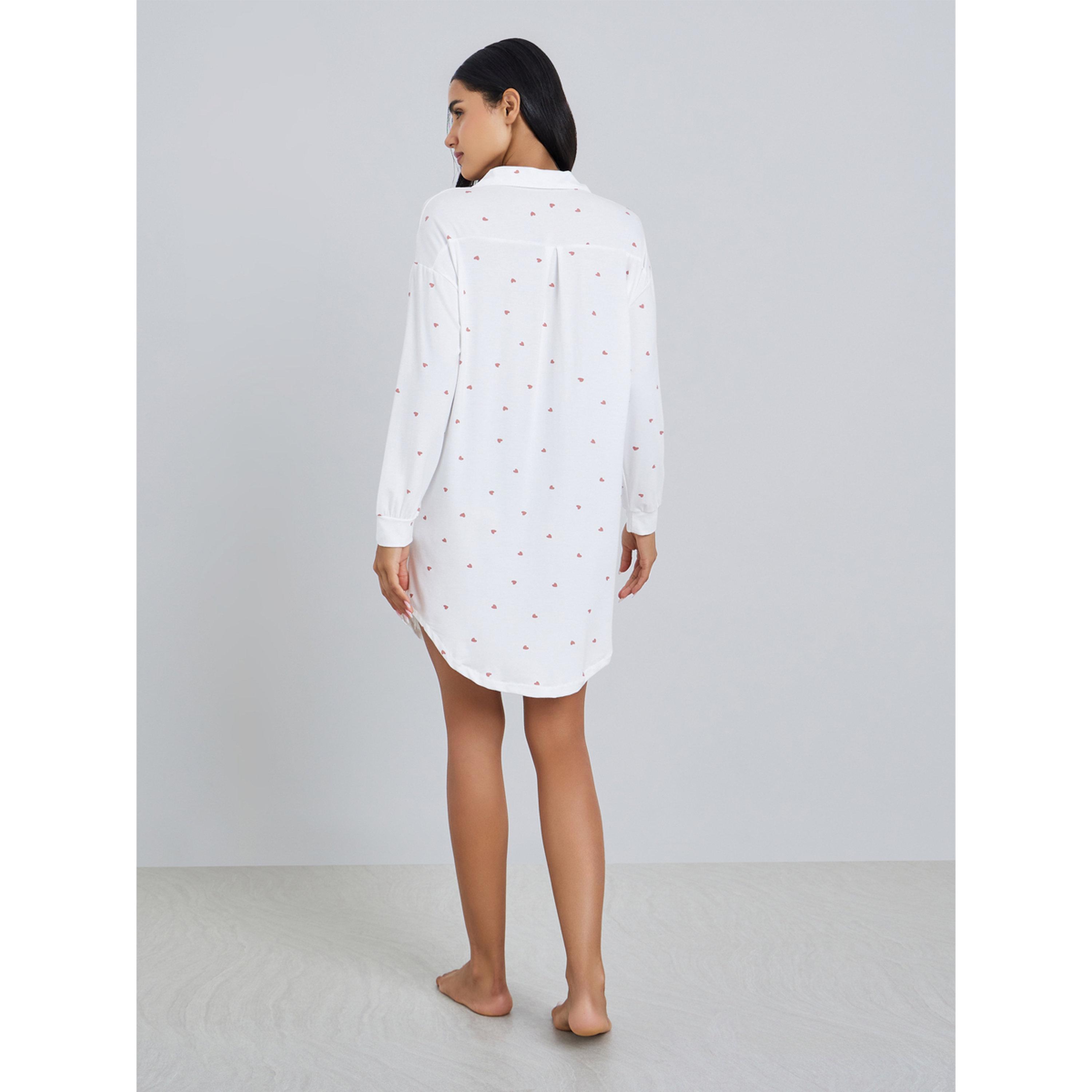 قميص نوم بأكمام طويلة وطبعة قلوب-women-clothing-nightwear-nighties-image-3