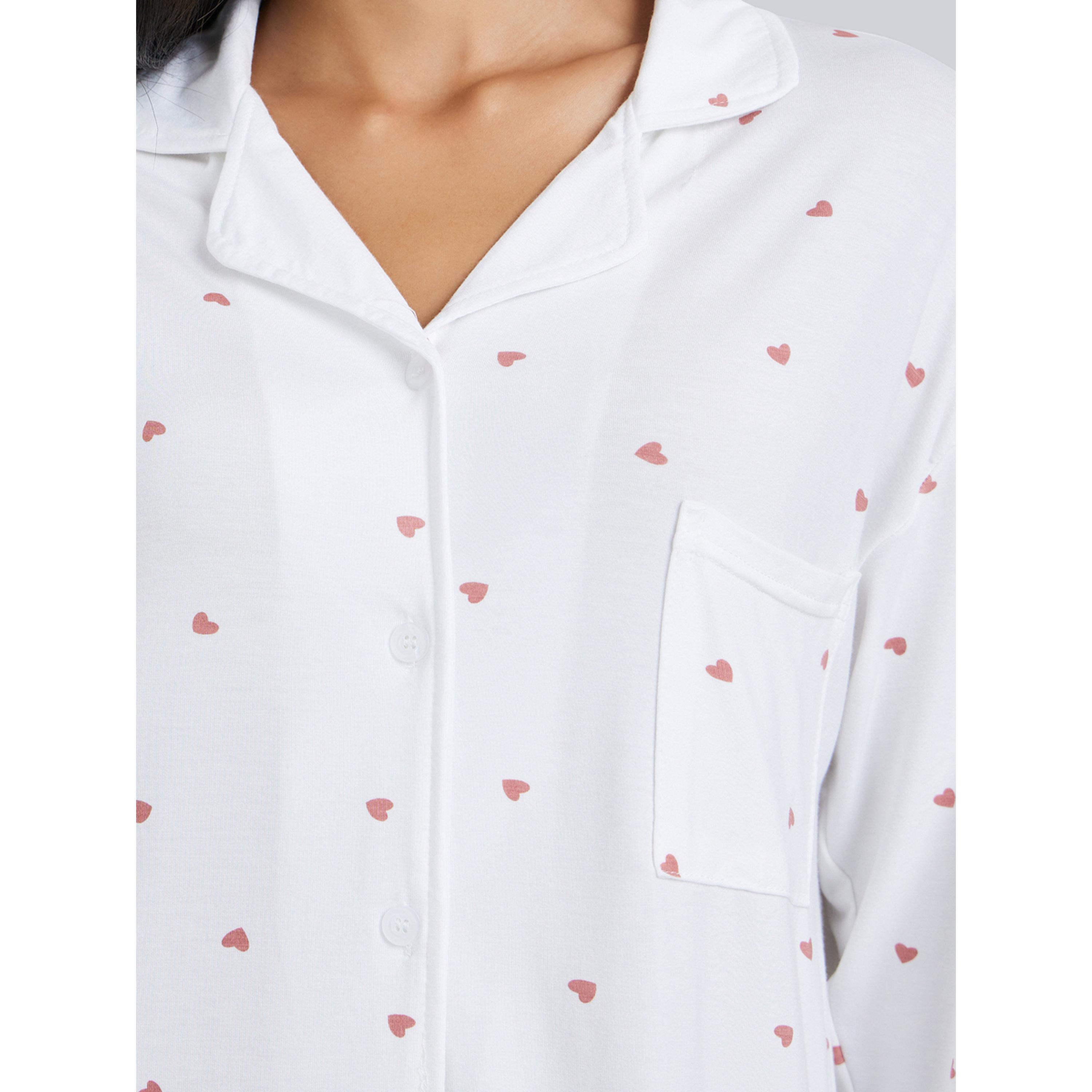 قميص نوم بأكمام طويلة وطبعة قلوب-women-clothing-nightwear-nighties-image-4