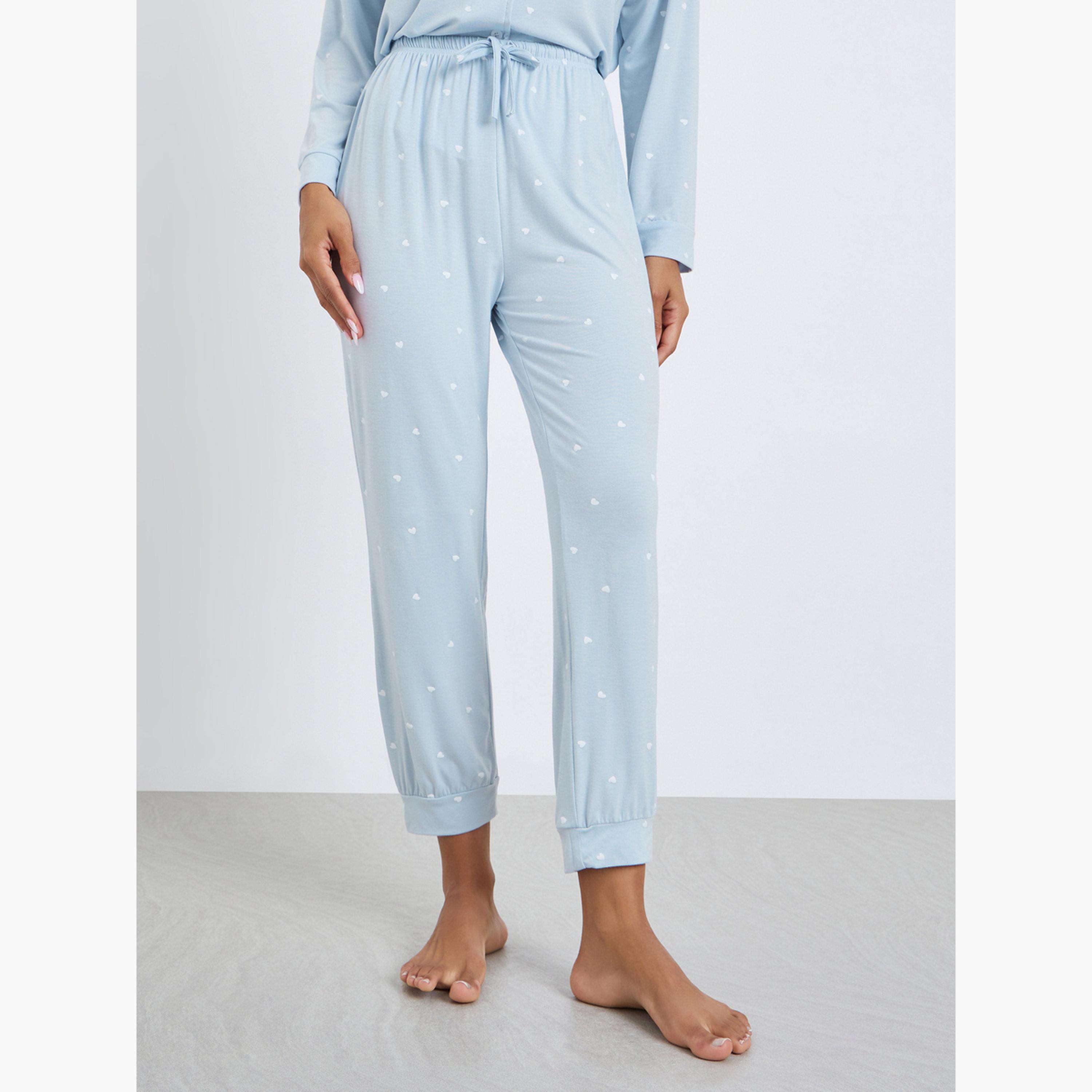 طقم بيجاما من بنطال وبلوزة بتفاصيل جيب-women-clothing-nightwear-pyjamas-longsets-image-4
