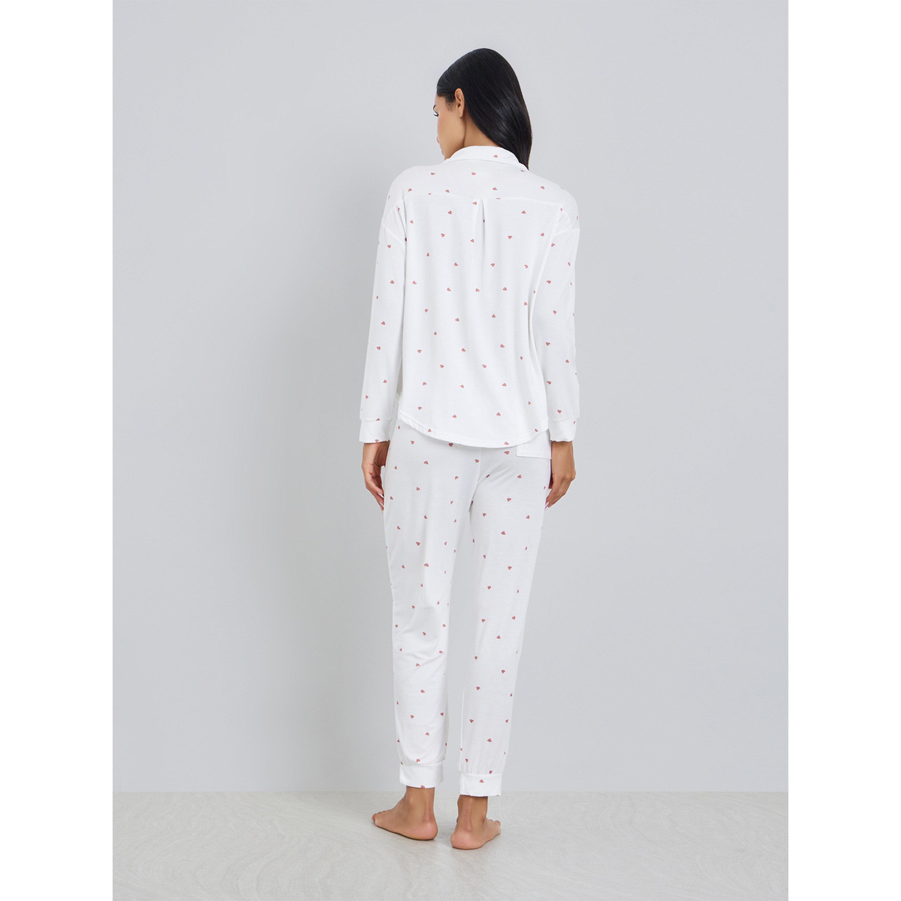 Styli Modal Heart Pocket Detail Shirt and Pyjama Set-women-clothing-nightwear-pyjamas-longsets-image-4