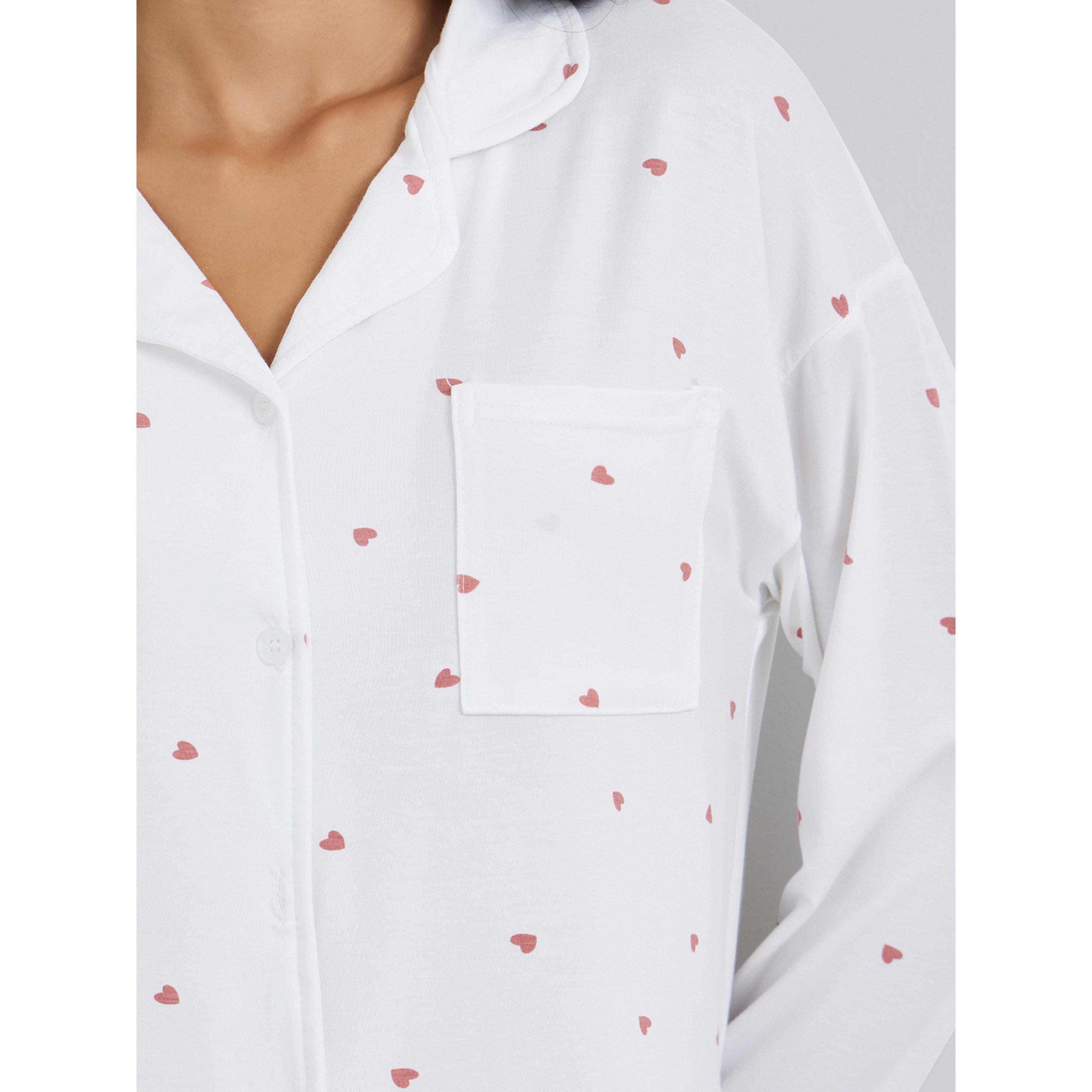 Styli Modal Heart Pocket Detail Shirt and Pyjama Set-women-clothing-nightwear-pyjamas-longsets-image-5