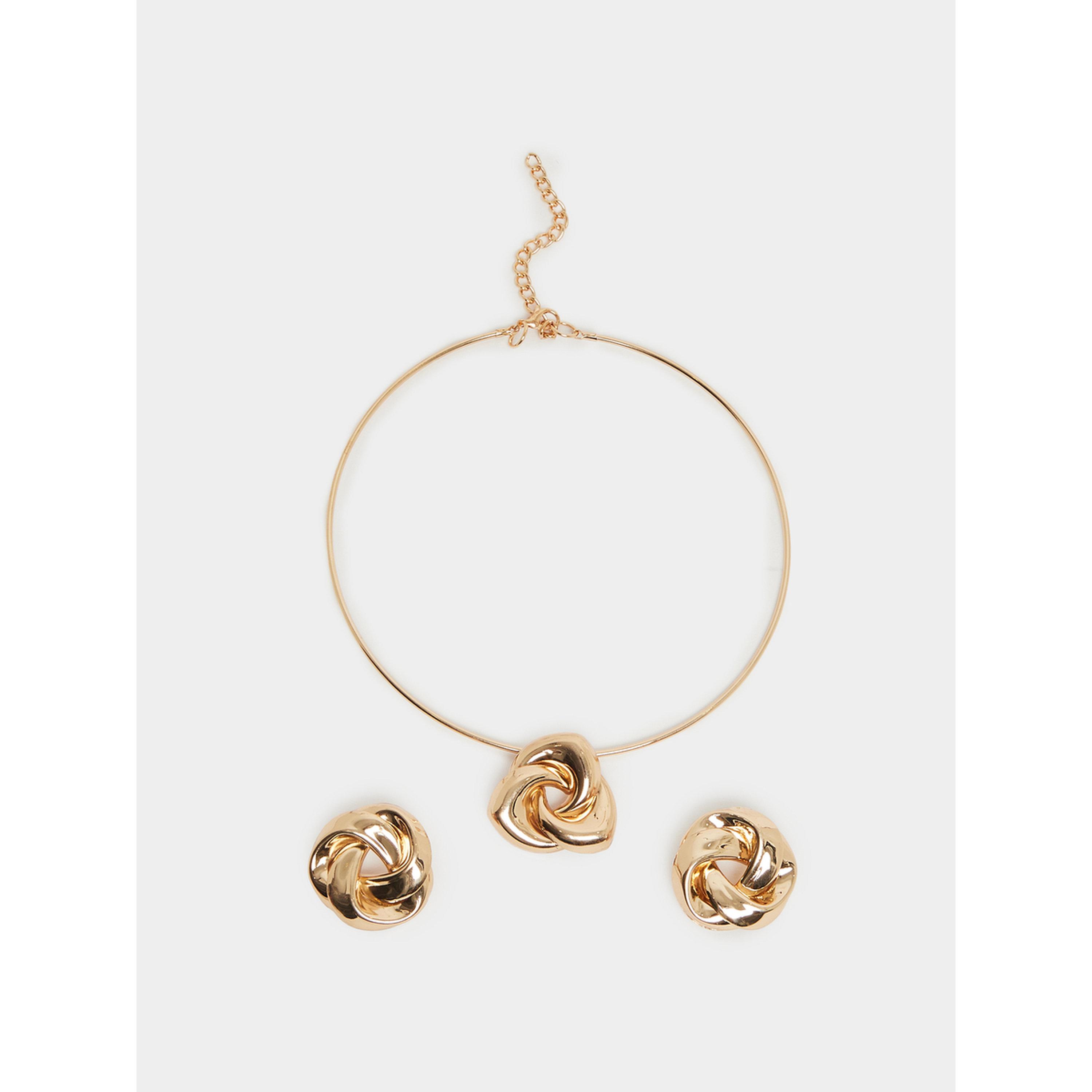 Styli Gold Knot Choker and Earring Set-women-watchesandjewellery-jewellery-jewellerysets-image-1
