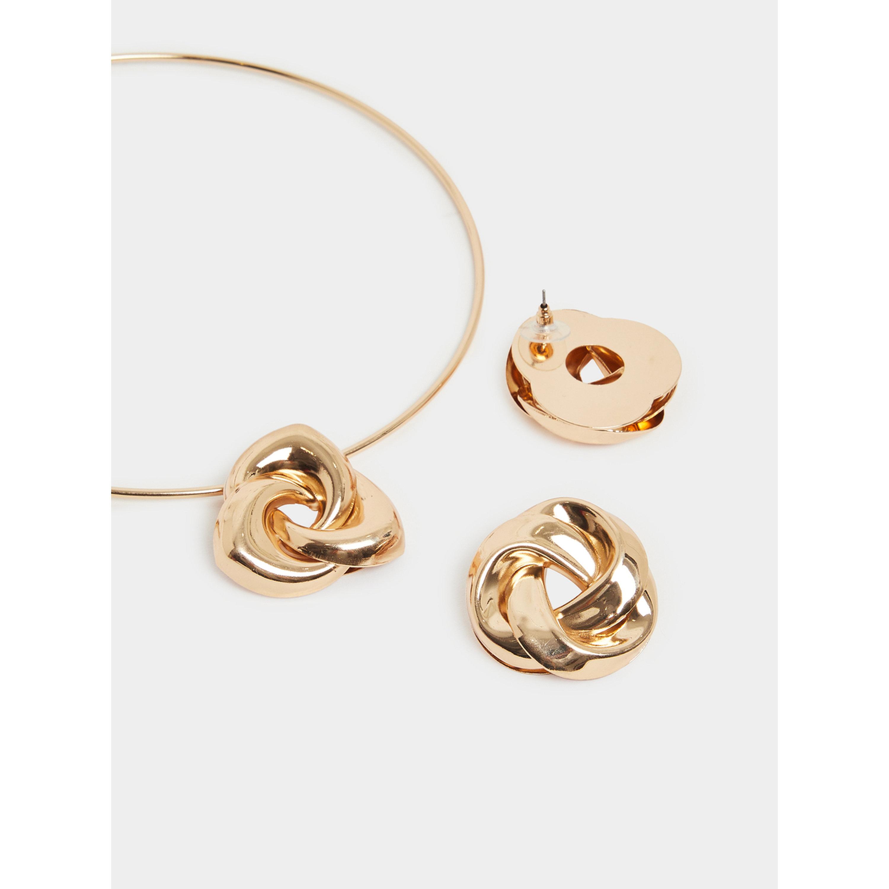 طقم من عقد تشوكر وأقراط بتصميم عقدة-women-watchesandjewellery-jewellery-jewellerysets-image-2
